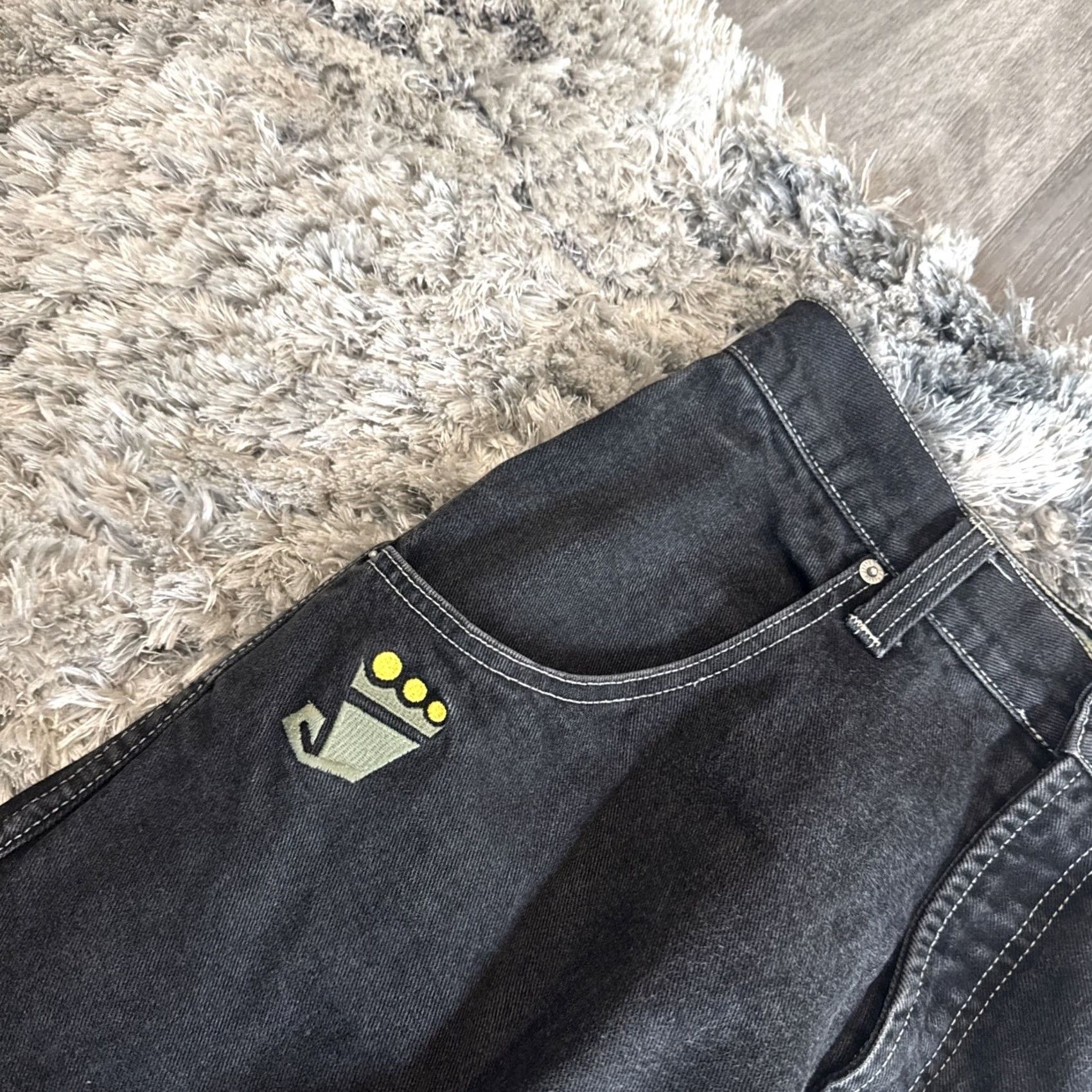 JNCO VINTAGE JNCO Denim Jeans 90s Embroidered Wide-Leg Black Men’s 31x30 Size US 31 - 2 Thumbnail