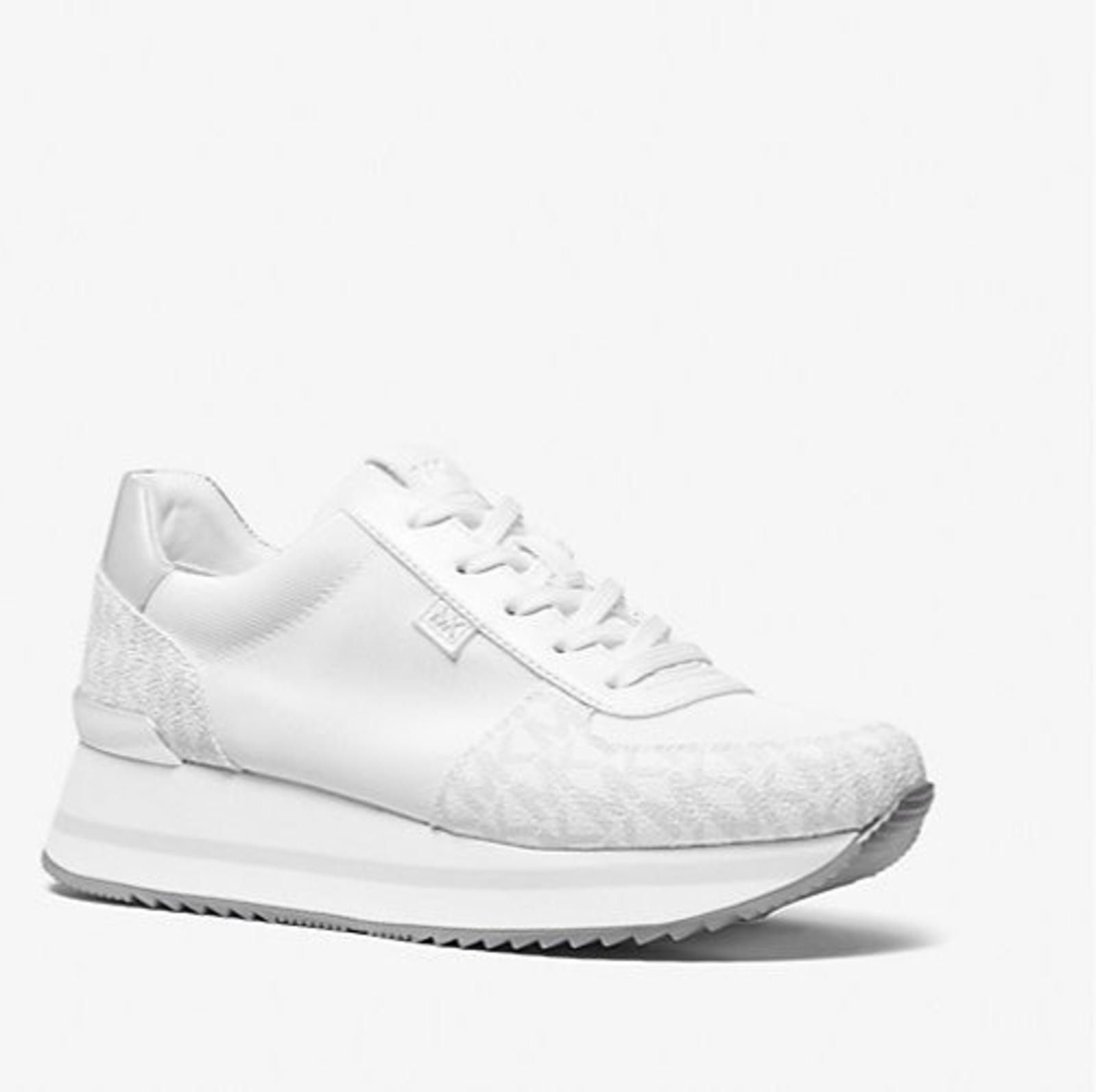 Michael Kors Monique Trainer Bright White Silver 9.5 M NEW