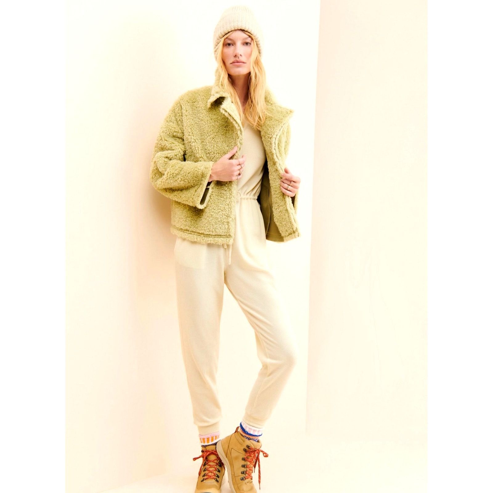 Free People Free People Moon River Sherpa Collared Jacket Pale Lime S Size S / US 4 / IT 40 - 3 Thumbnail