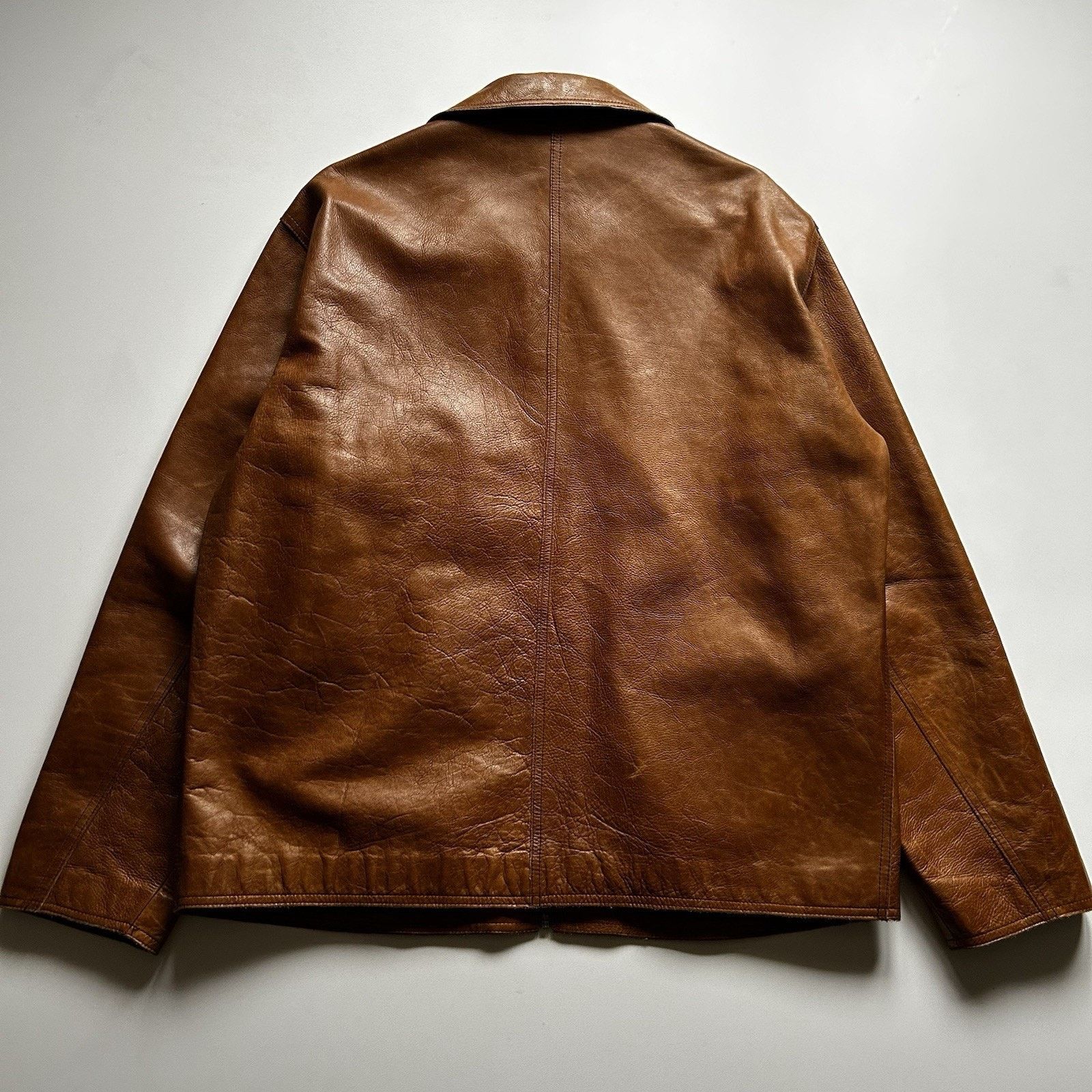 Gap × Vintage Vintage 90s Gap Cow Leather Jacket Large Brown Zip Bomber Size US L / EU 52-54 / 3 - 5 Thumbnail