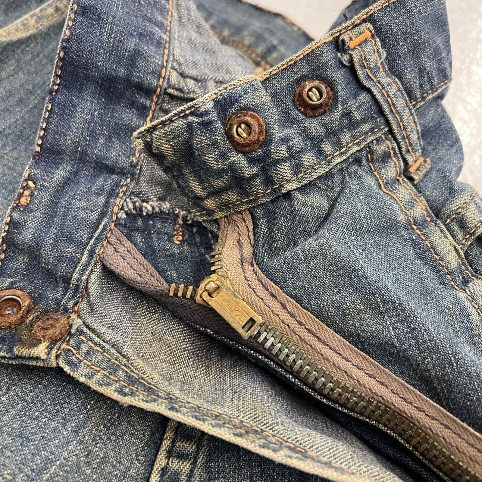 Other Vintage 50s Blue Bell Dark Side Zip Workwear Jeans 20x25 Size 22" - 3 Thumbnail