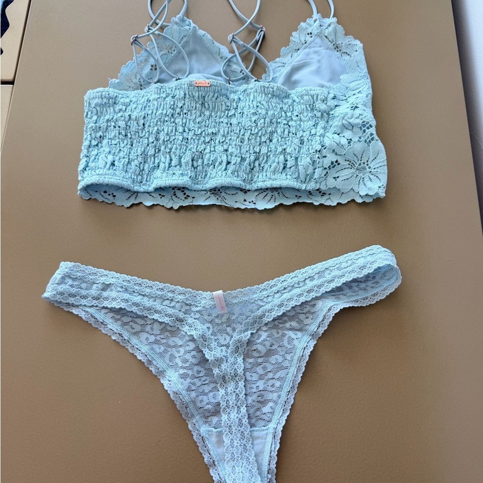 Victoria's Secret Victoria Secret Light Blue Lace Bralette & Panties Set S Size ONE SIZE - 7 Thumbnail