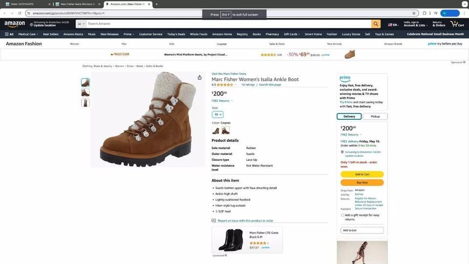 Other Marc Fisher Women’s Isalia Lace Up Hiker Boots Size 10 Size US 10 / EU 43 - 2 Thumbnail