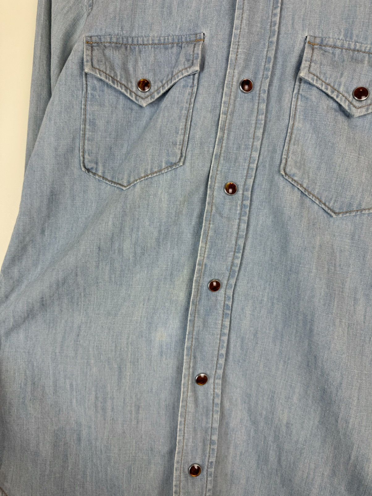 Saint Laurent Paris SAINT LAURENT Denim Light Blue Button Shirt Western Cowboy Size XS / US 0-2 / IT 36-38 - 8 Thumbnail