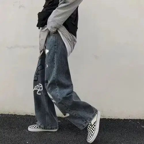 Japanese Brand Vintage Jeans Graffiti Wide Leg Baggy Straight Pants Size US 32 / EU 48 - 4 Thumbnail