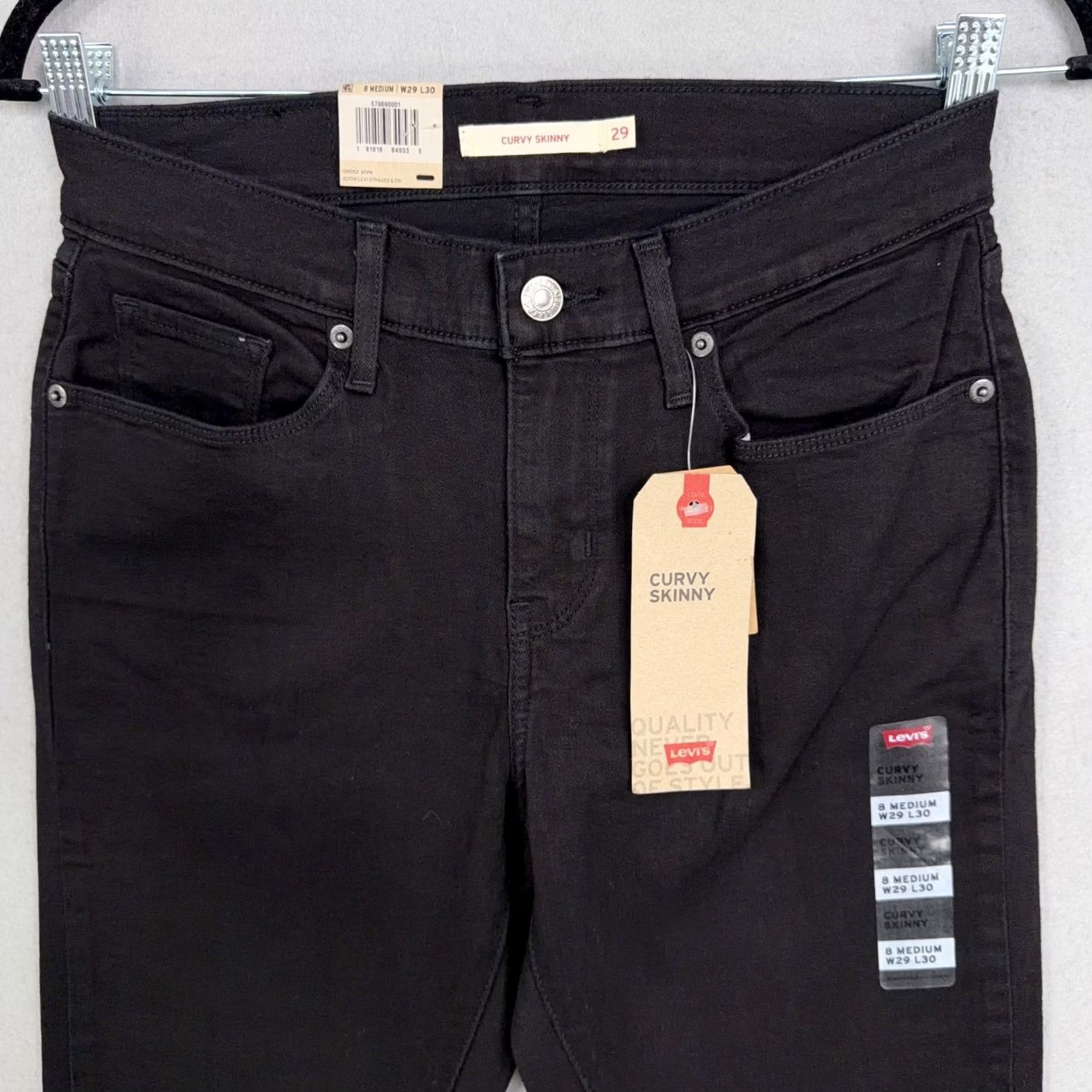 Levi's Levi's Jeans Womens 8 Black Mid Rise Stretch Skinny Denim 29x30 NWT Curvy Slim 5-Pocket Size 30" / US 8 / IT 44 - 2 Thumbnail