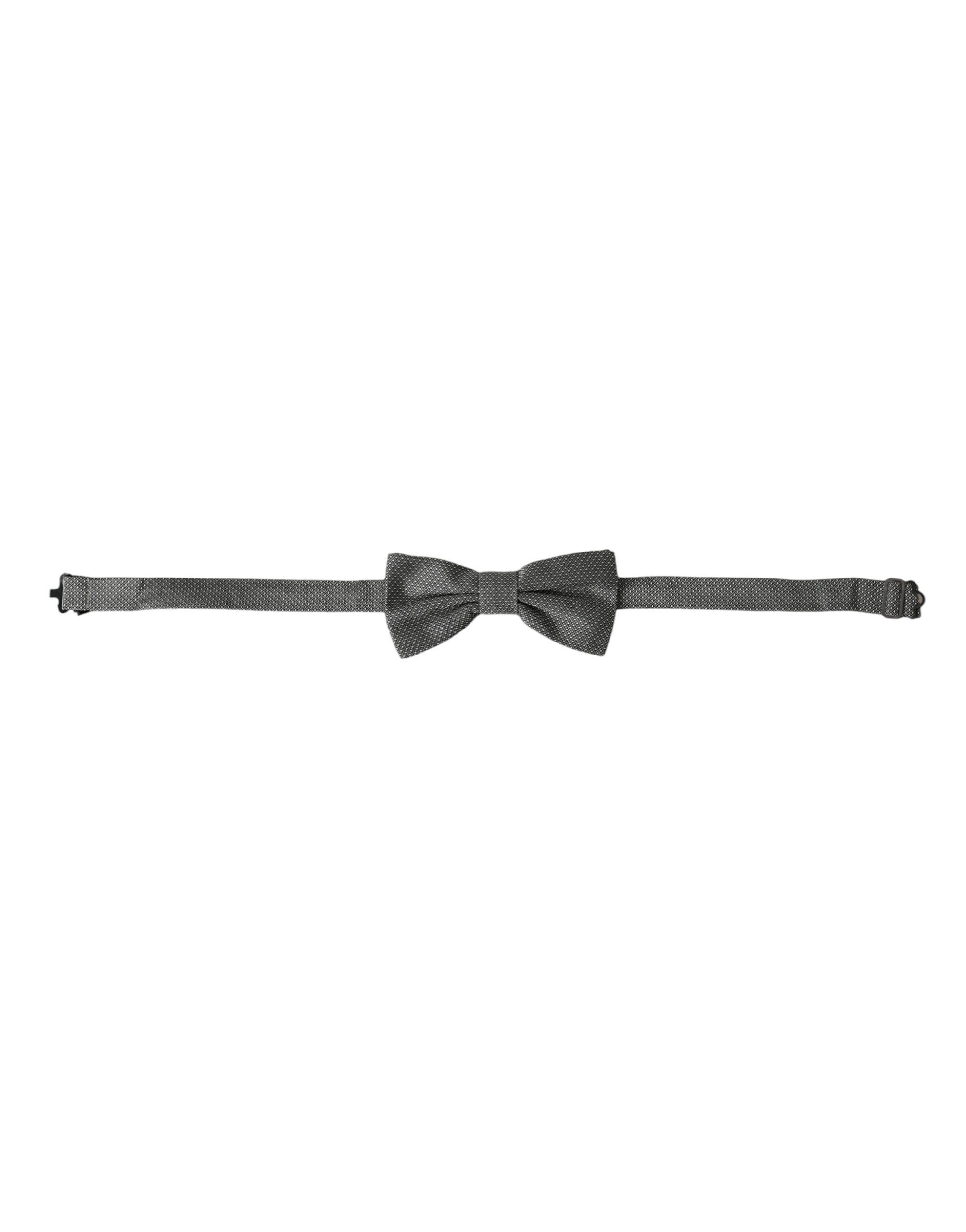 Dolce & Gabbana Gray Silk Patterned Adjustable Neck Men Bow Men's Tie Size ONE SIZE - 1 Thumbnail