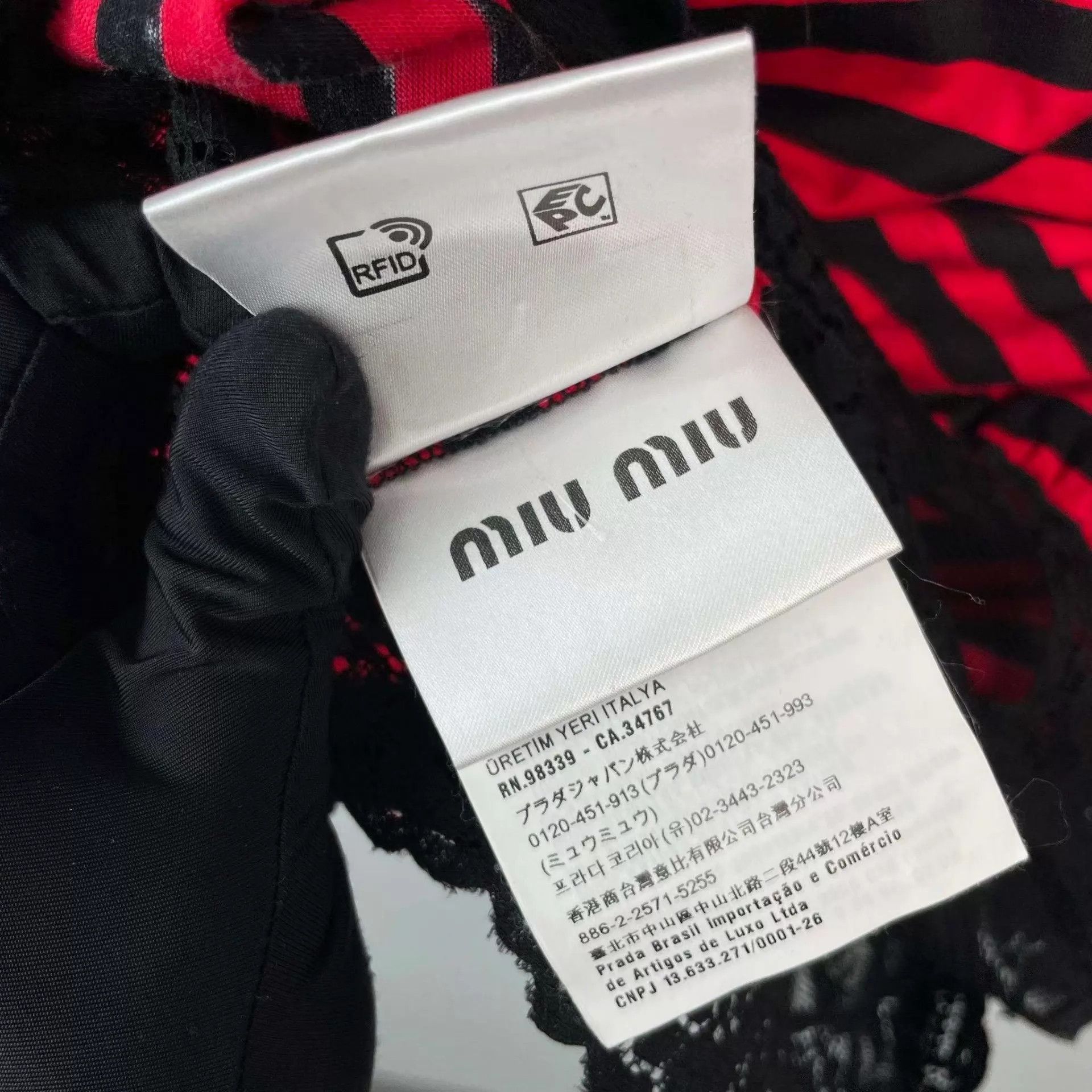 Miu Miu MIU MIU Red-Black Striped Short Sleeve T-shirt Size S / US 4 / IT 40 - 3 Thumbnail