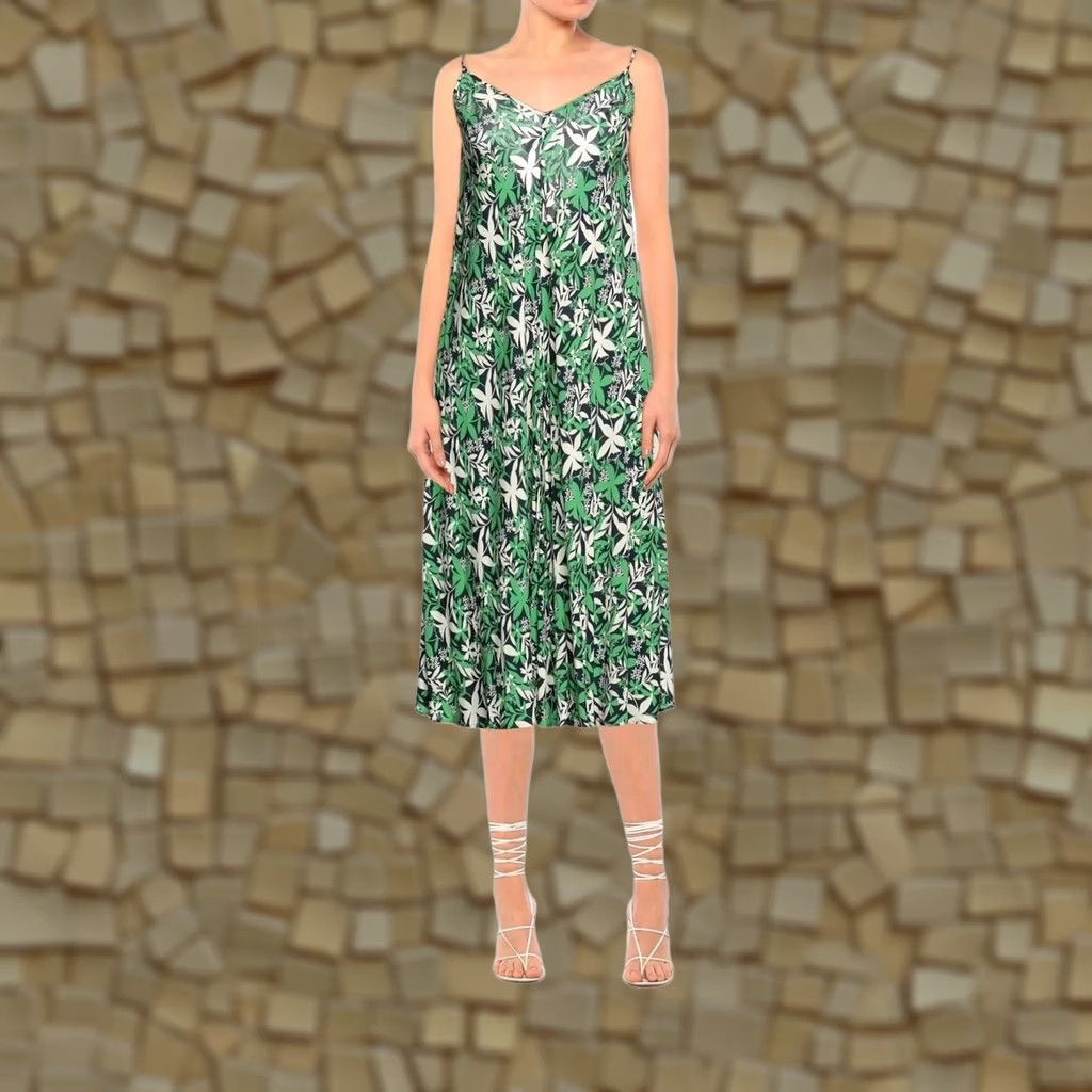 Velvet Velvet by Graham & Spencer Womens Dress Green Small Floral Midi Challis Size S / US 4 / IT 40 - 1 Thumbnail