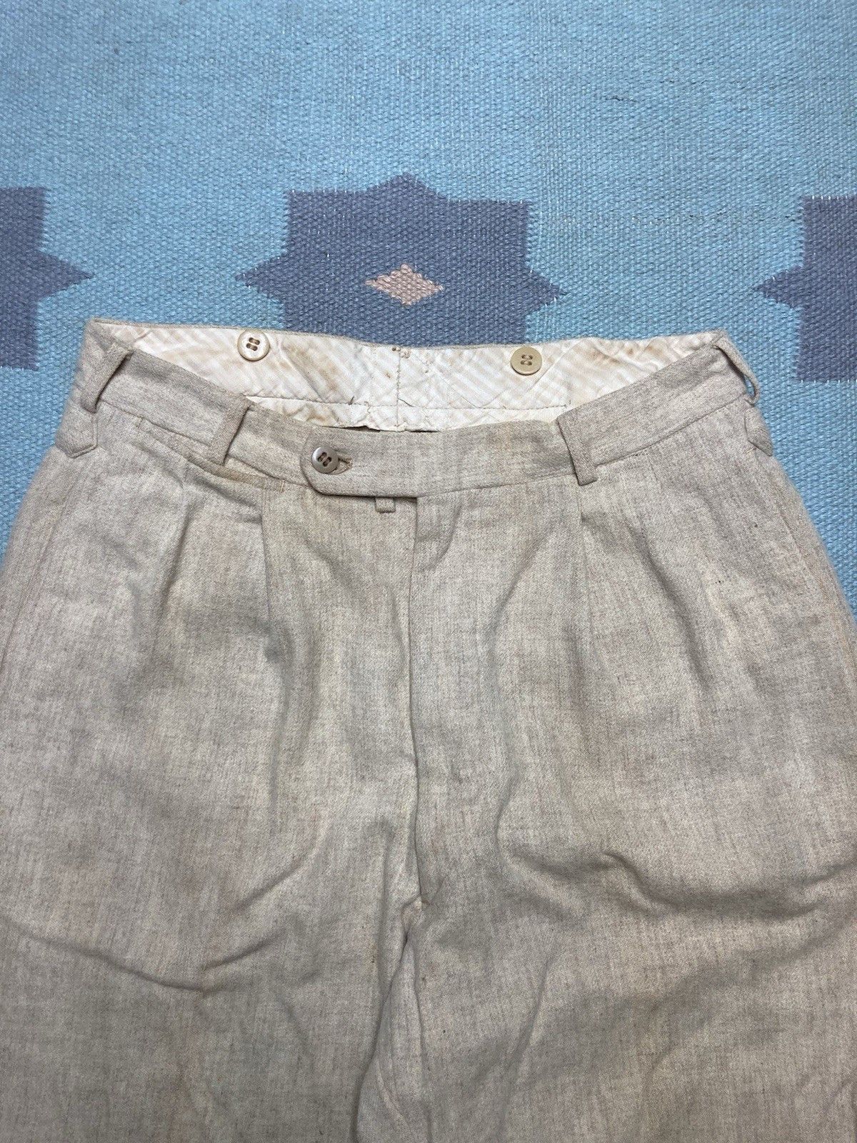 Vintage Vtg 40s 50s wool slacks pleated pants cinch rockabilly 28x29 Size US 28 / EU 44 - 7 Thumbnail