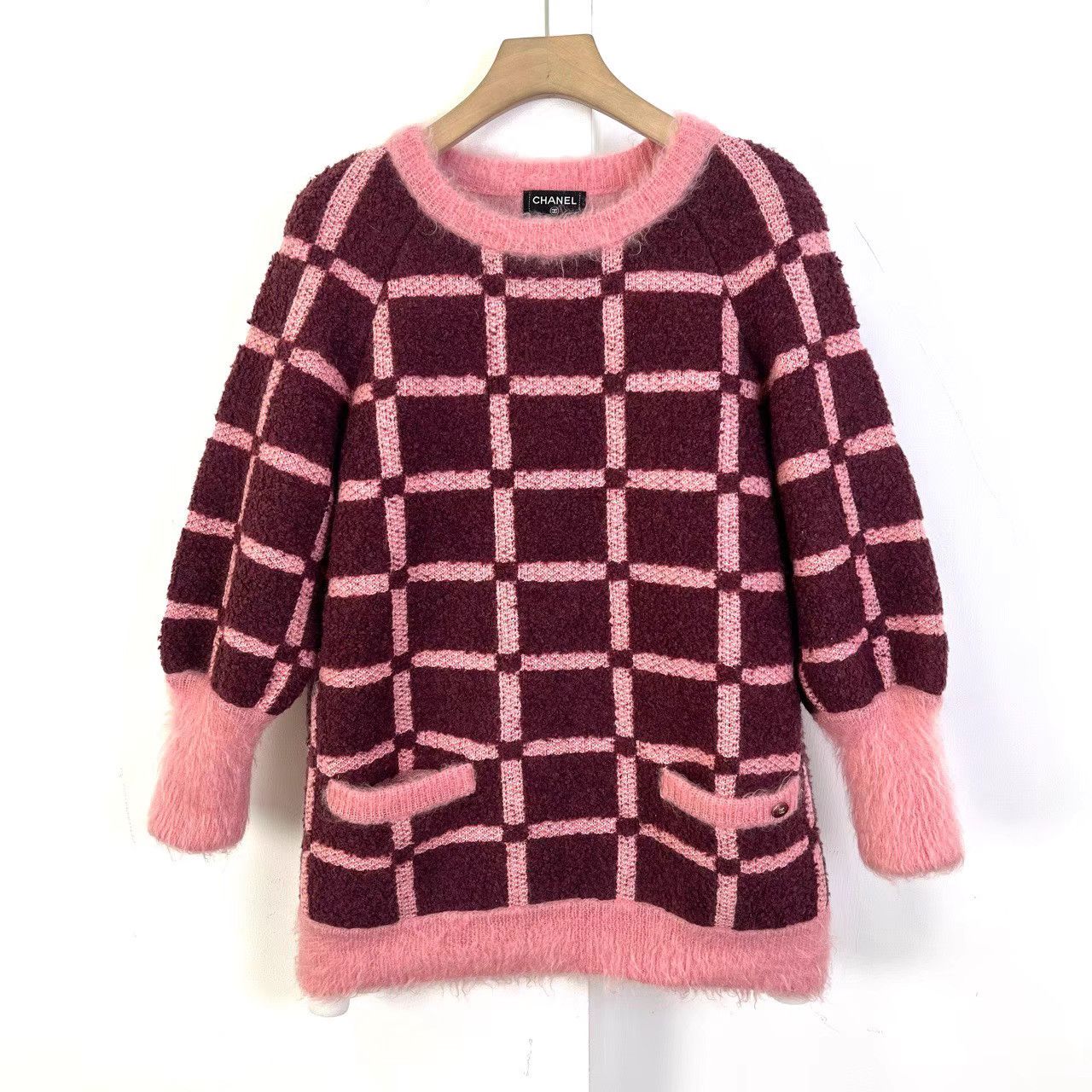 Chanel Chanel Plaid Mohair Knit Sweater K12 Size XS / US 0-2 / IT 36-38 - 1 Thumbnail
