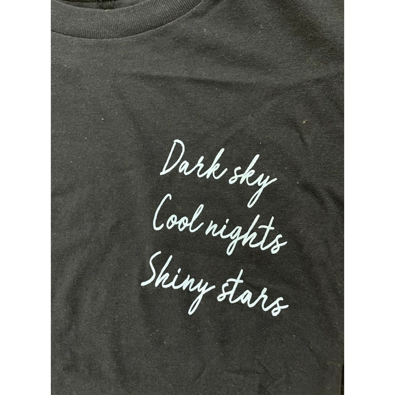 Vintage Cozy Rozy Crop Top Shirt Women's S Navy Blue Dark Sky Cool Nights Shiny Stars Stars Modern Cropped 100% Cotton Breathable Collarless Casual Size S / US 4 / IT 40 - 3 Thumbnail