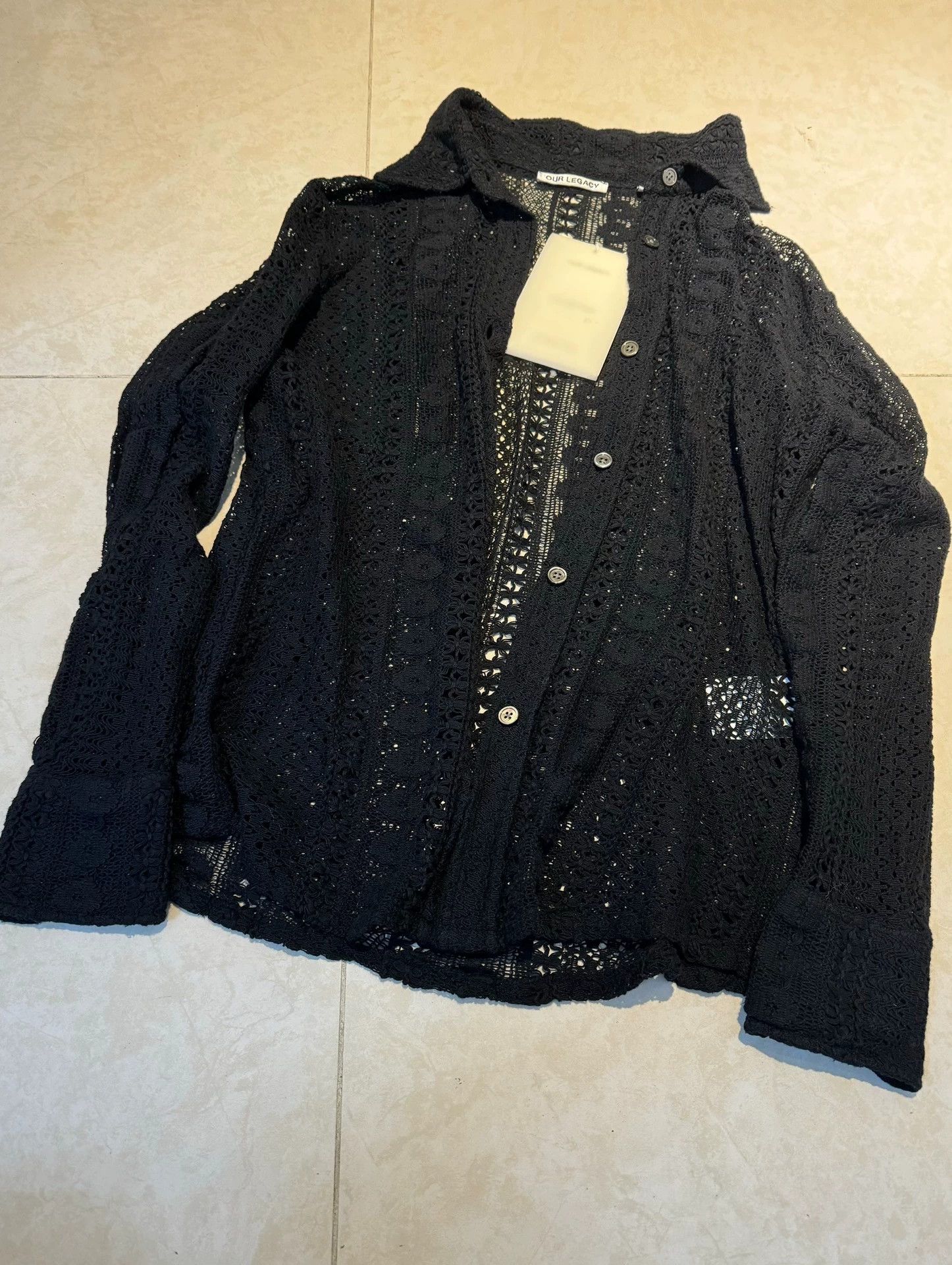 Our Legacy Our Legacy Women's Black Openwork Lace Shirt Size XXS / US 00 / IT 34 - 1 Thumbnail