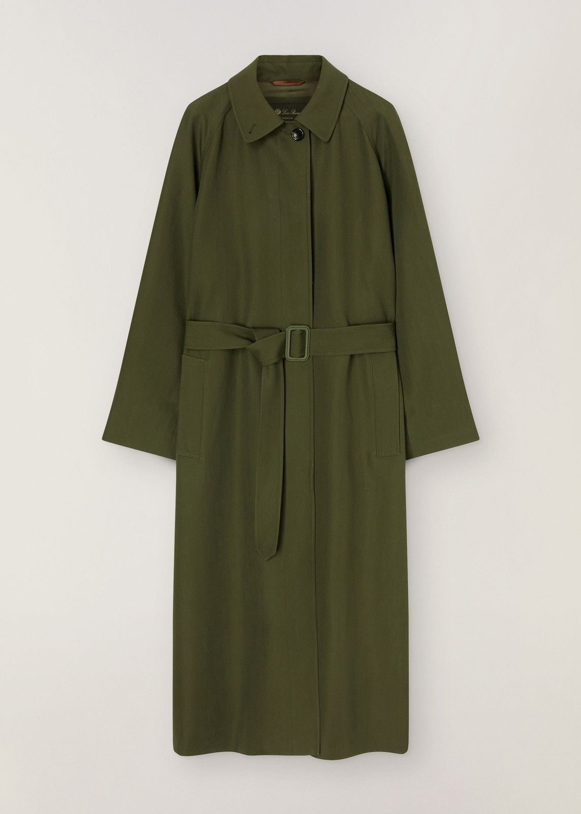image of Loro Piana O1Loc1C0124 Long Trench-Style Coat In Green, Women's (Size XL)