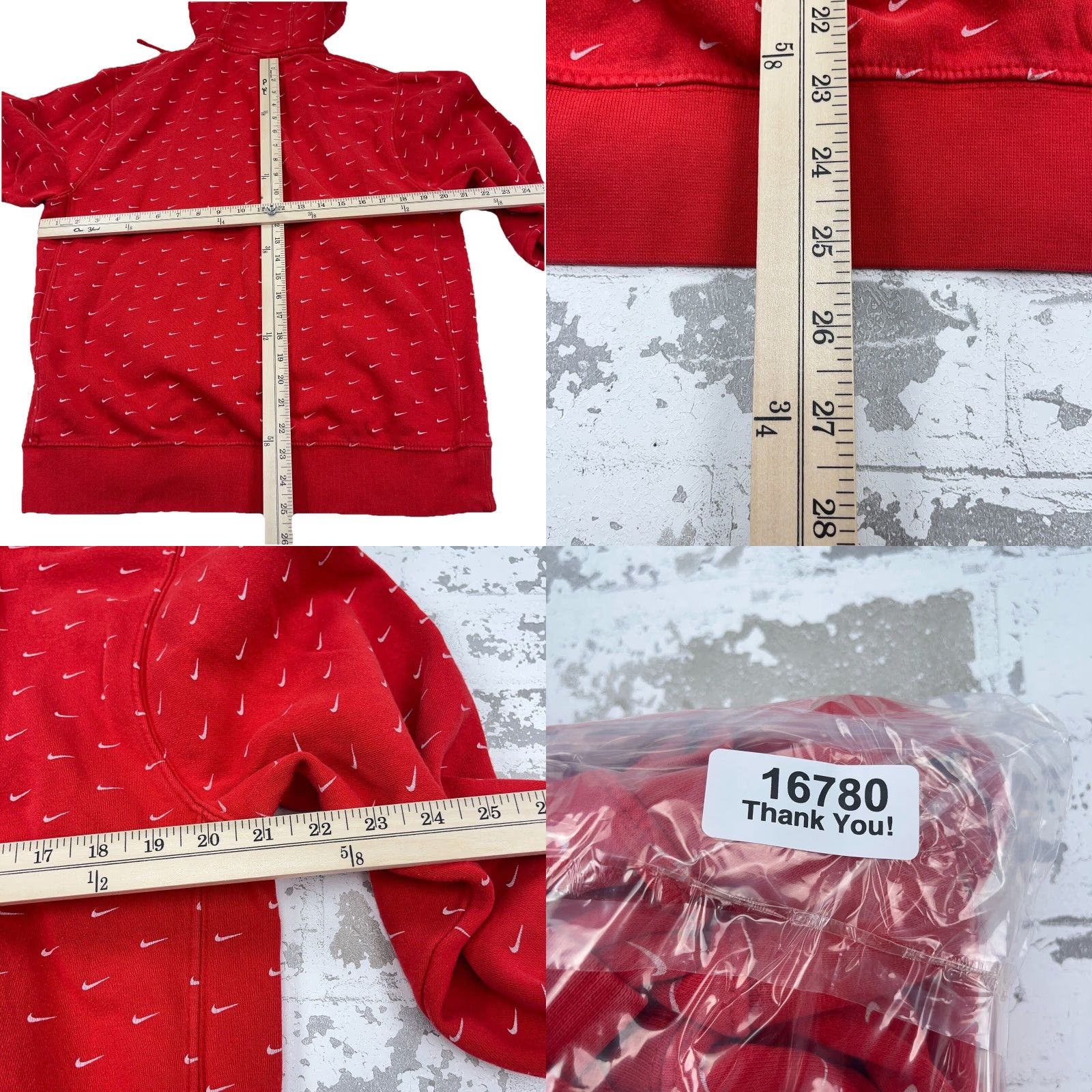 Nike Nike Hoodie Men Medium Red White Sweatshirt Sweater Mini Swoosh All Over AOP Size US M / EU 48-50 / 2 - 8 Thumbnail