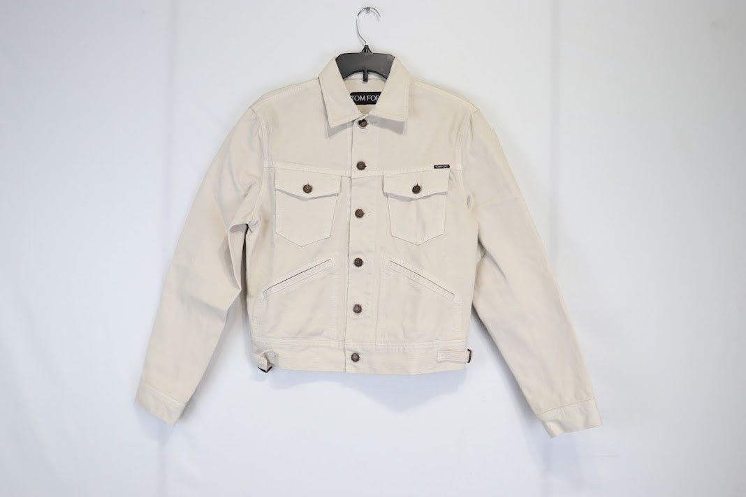 Tom Ford o1rshd1 Denim Jacket in Ivory Size US M / EU 48-50 / 2 - 1 Thumbnail