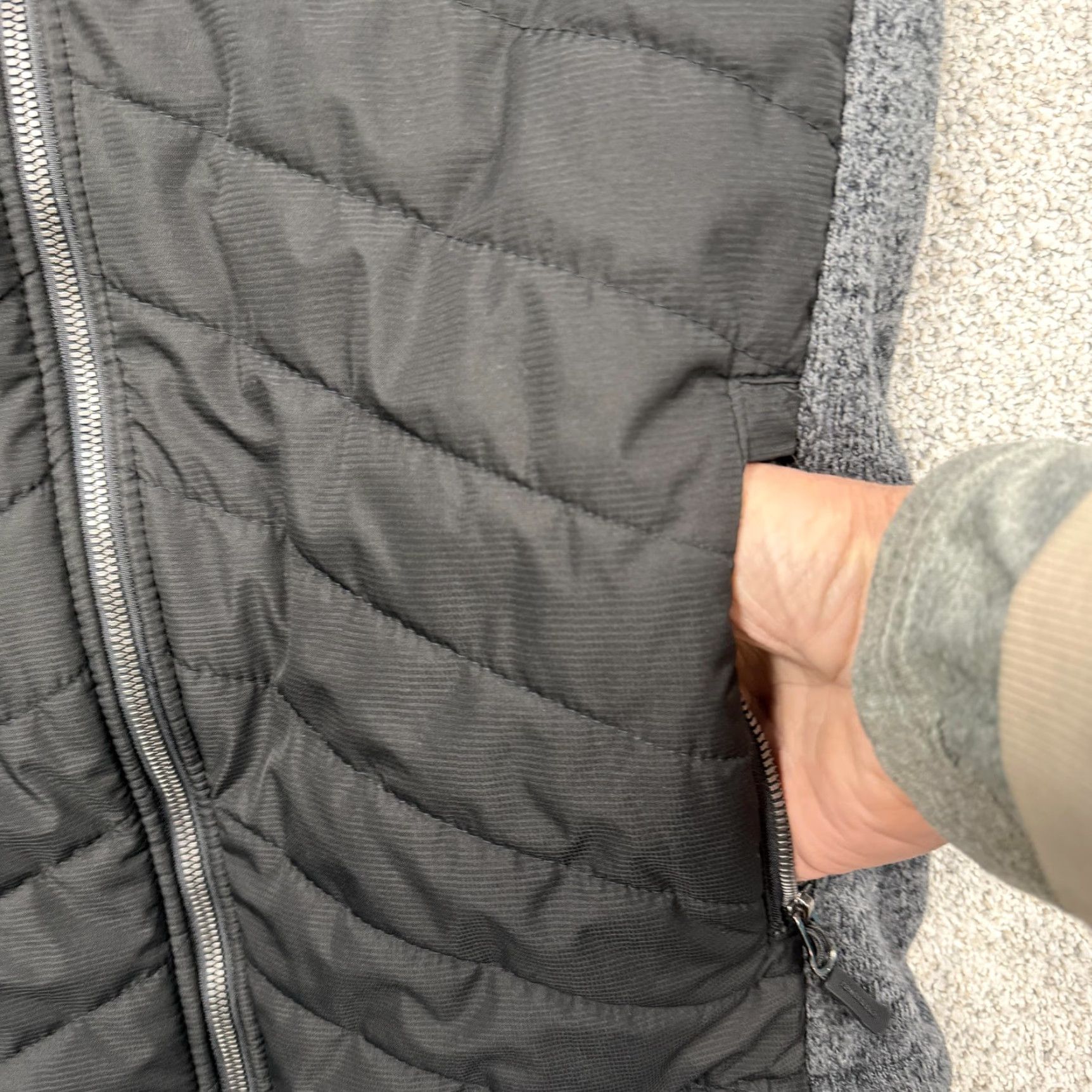 New Balance New Balance Jacket Mens L Gray Black Hooded Fleece Full Zip Quilted Outdoor Size US L / EU 52-54 / 3 - 6 Thumbnail