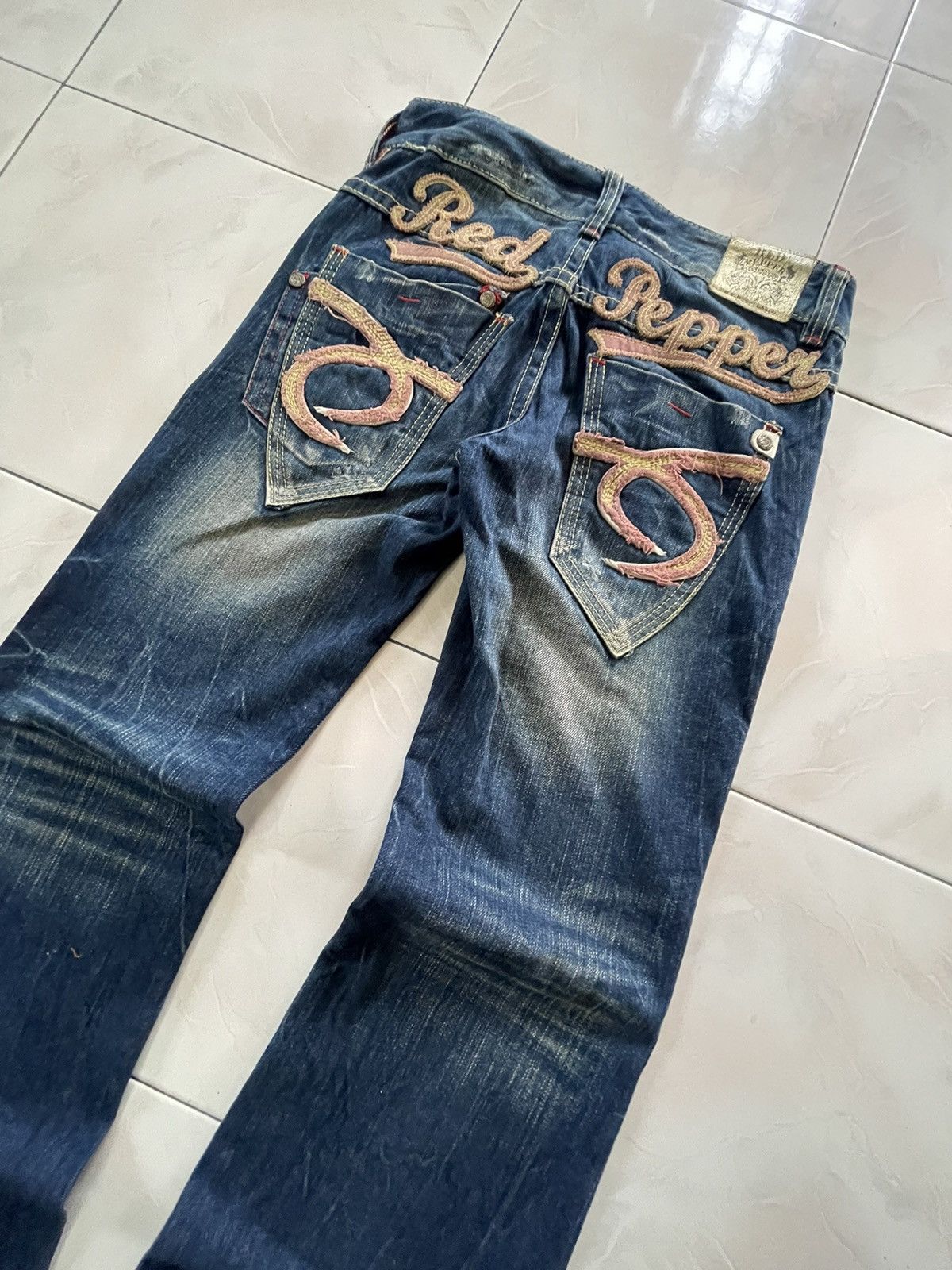 GOSTAR DE FUGA × Hysteric Glamour × Japanese Brand Red Pepper Japan Embellished Embroidered Flare Jeans Size US 29 - 11 Thumbnail
