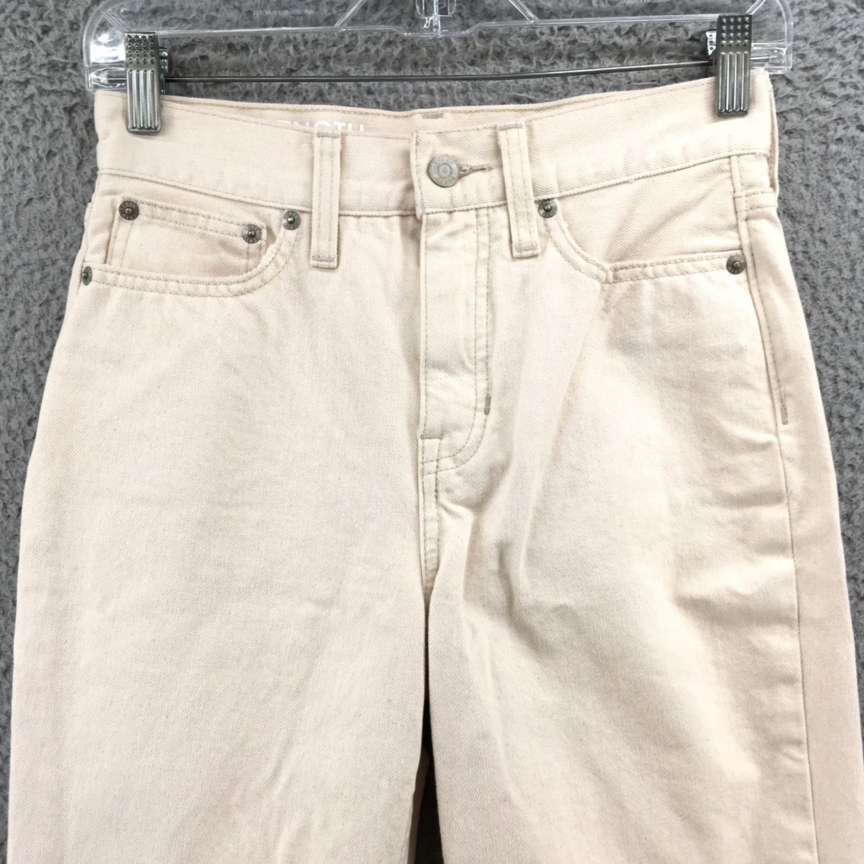 J.Crew J.CREW Jeans Womens 24 Cream Full Length Classic Straight Leg Zip Fly Frayed Hem Autumn Mens Womens Size 42" / US 20 - 2 Thumbnail