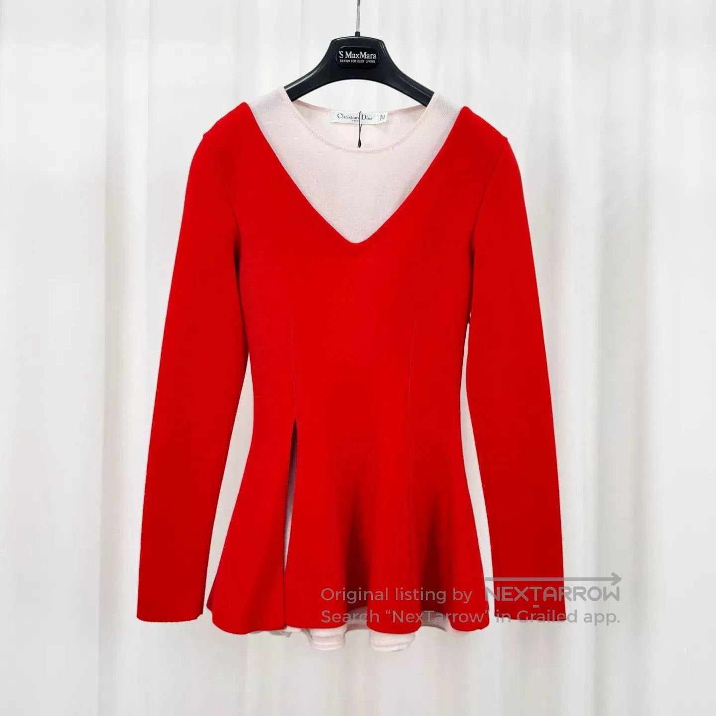 Dior red long sleeve cinched waist top. Size US M / EU 48-50 / 2 - 1 Thumbnail