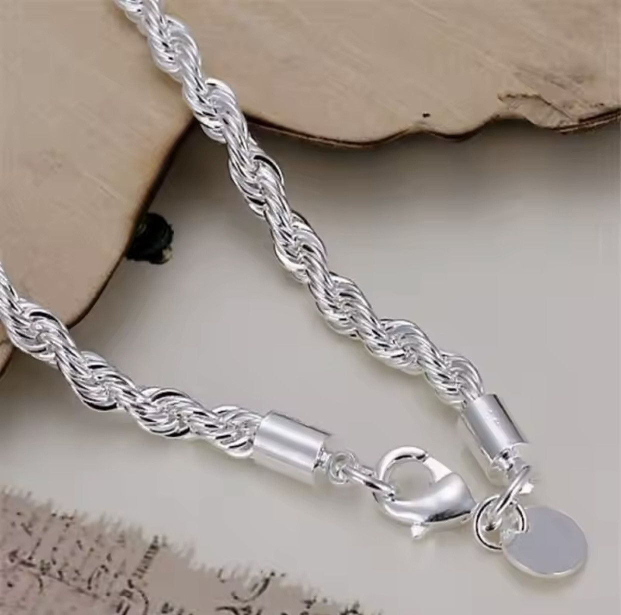 Jewelry 925 Sterling Silver 4MM Twisted Rope Bracelet Size ONE SIZE - 5 Thumbnail