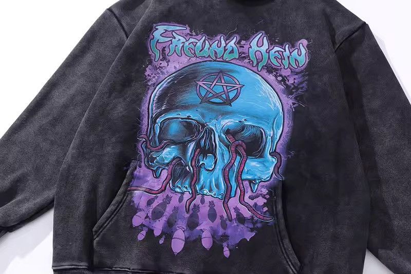 Vintage Retro Gothic Punk Skull Skeleton Print Sweatshirt Hoodie Size US XXL / EU 58 / 5 - 4 Thumbnail