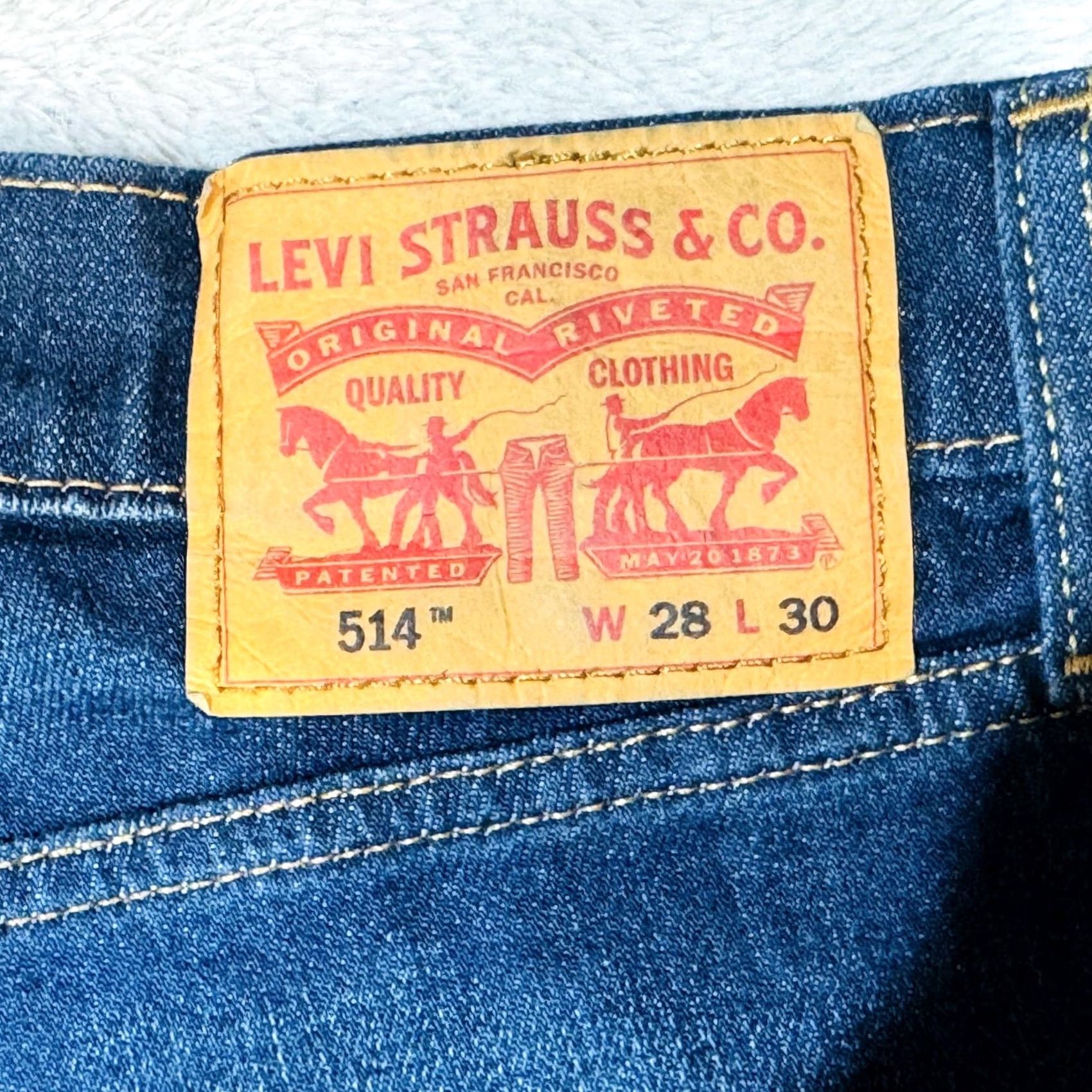 Levi's Levi's 514 Jeans Mens 28x30 Blue Medium Wash Straight Denim Stretch Zip Fly Pockets Size US 28 / EU 44 - 4 Thumbnail