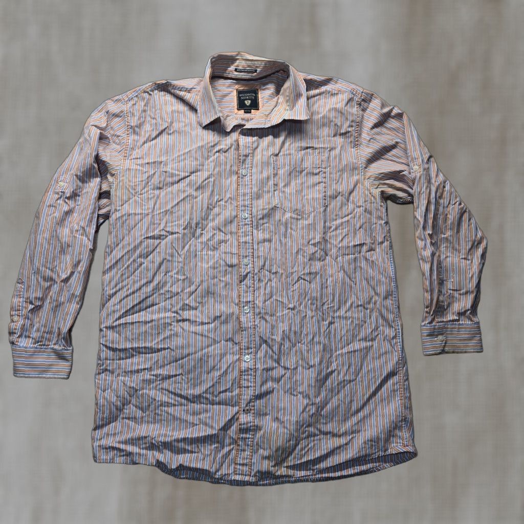 Hudson North Hudson Shirt Striped Long Sleeve Button Up Mens XLT Tall Multicolor 80s/90s Size US XL / EU 56 / 4 - 1 Thumbnail