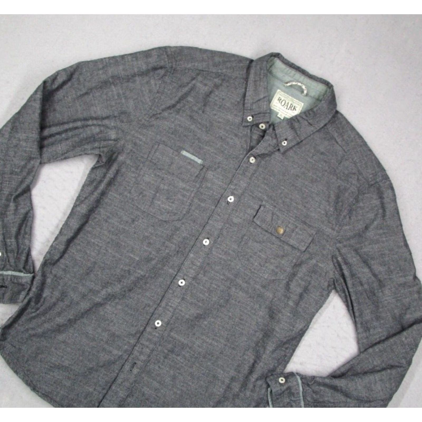 Roark Roark Artifacts Button-Up Mens XL Gray Chambray Shirt Size US XL / EU 56 / 4 - 2 Thumbnail