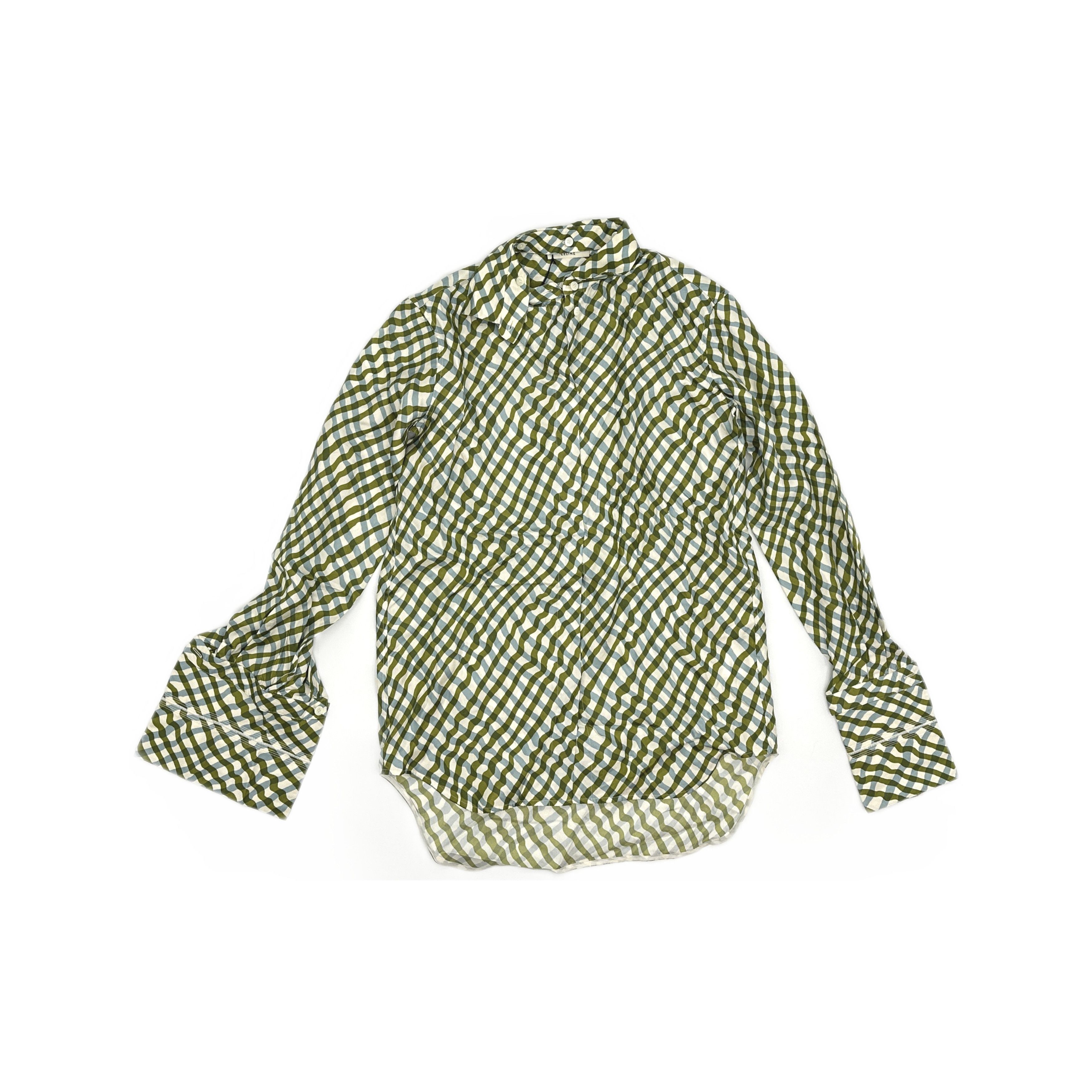 Celine Celine Green Gingham Button Up Shirt Size 34 Size XS / US 0-2 / IT 36-38 - 1 Thumbnail
