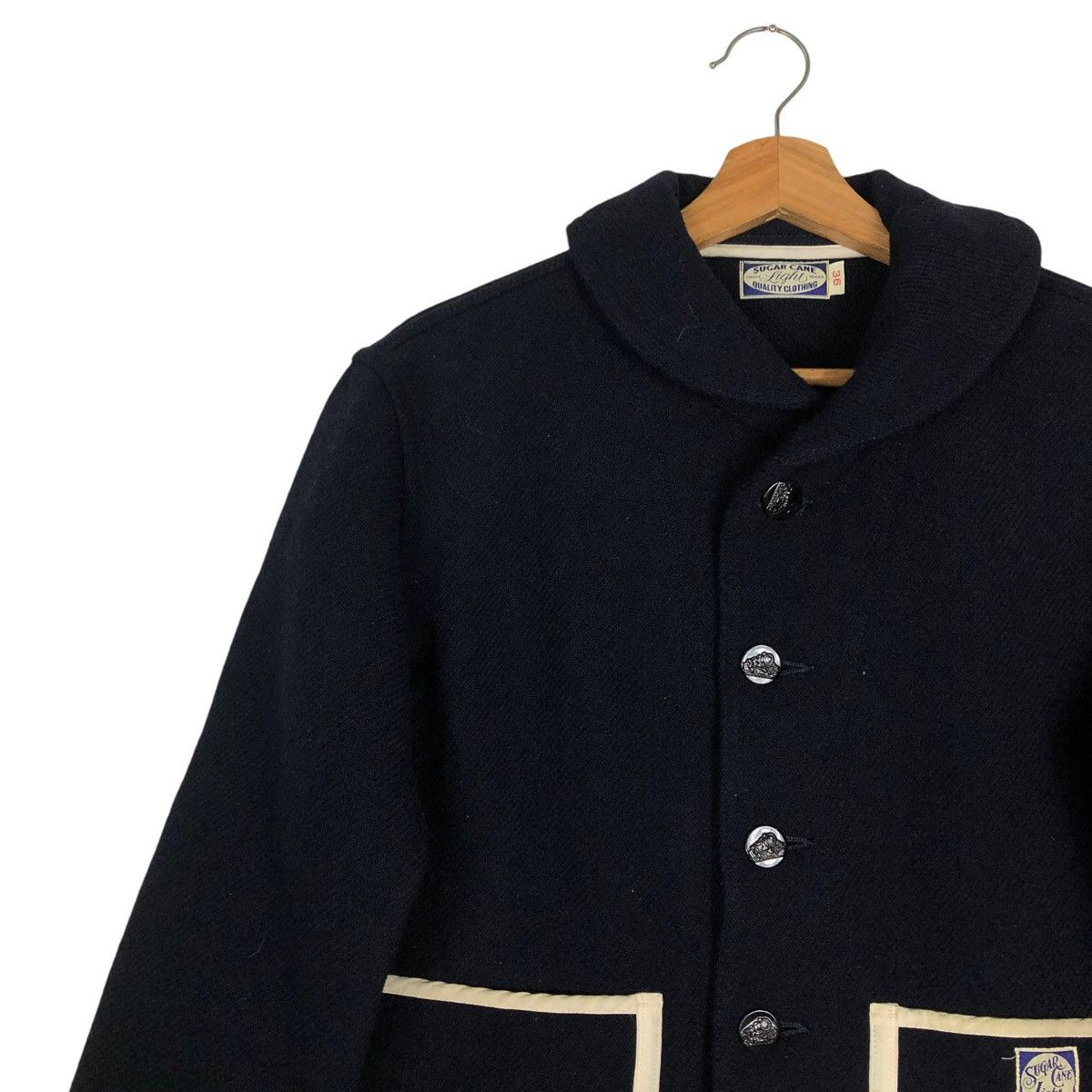 Sugar Cane 🔥VINTAGE CROPPED WOOL JACKET SUGAR CANE SC11635 Size XS / US 0-2 / IT 36-38 - 4 Thumbnail