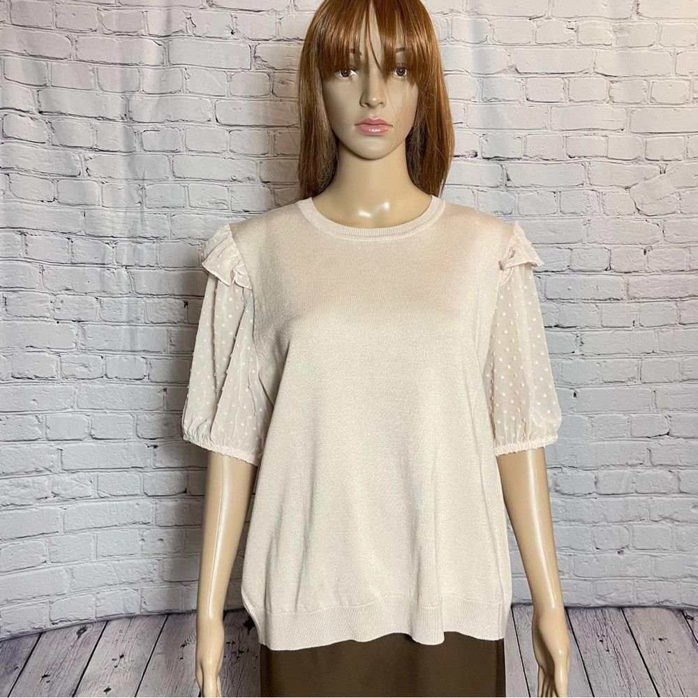 Adrianna Papell NWT New $89 Adrianna Papell Short Puff Sleeve Blush Sweater Size XL / US 12-14 / IT 48-50 - 1 Thumbnail