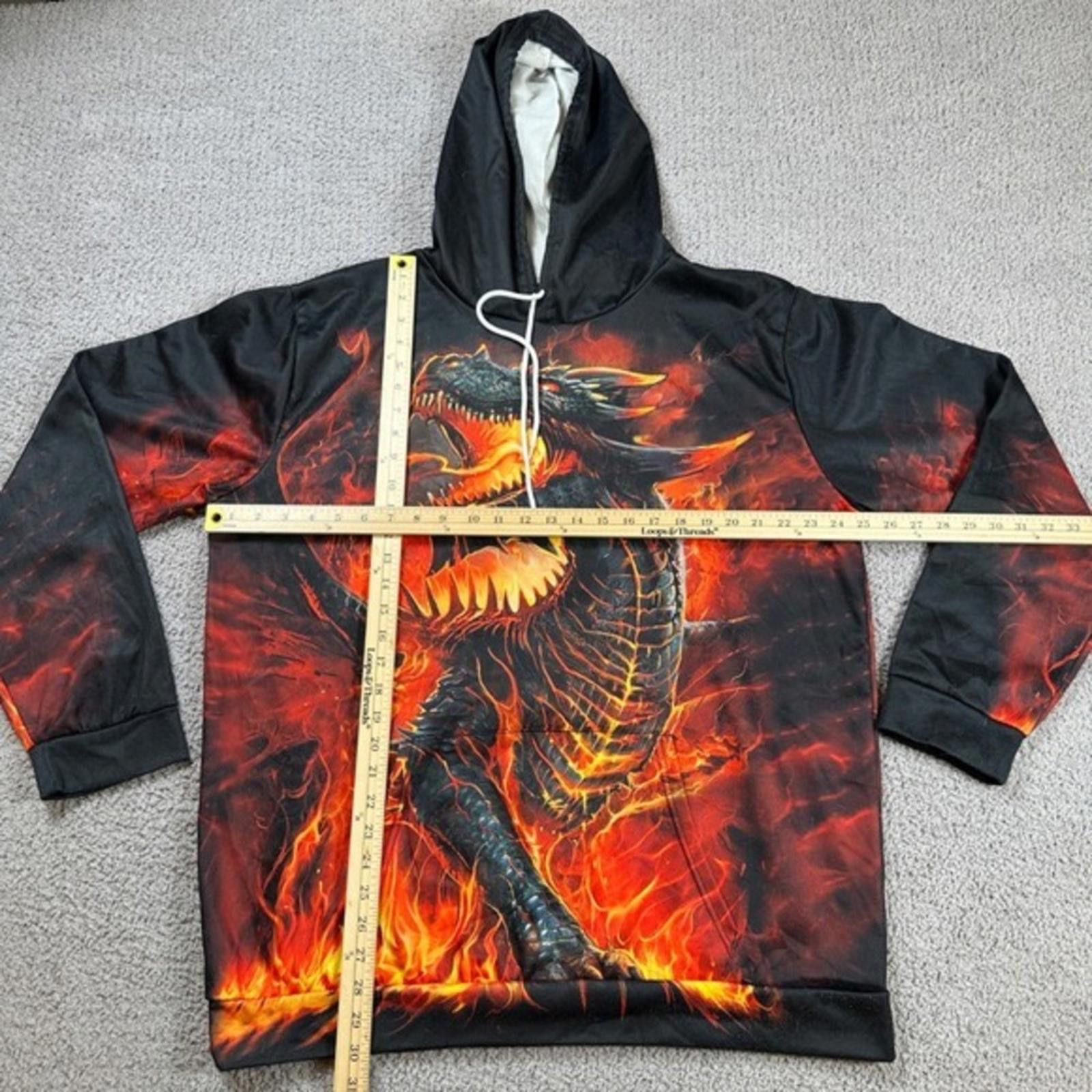 Other Dragon Fire All Over Print Hoodie 2XL Black Red Fantasy Size US XXL / EU 58 / 5 - 2 Thumbnail