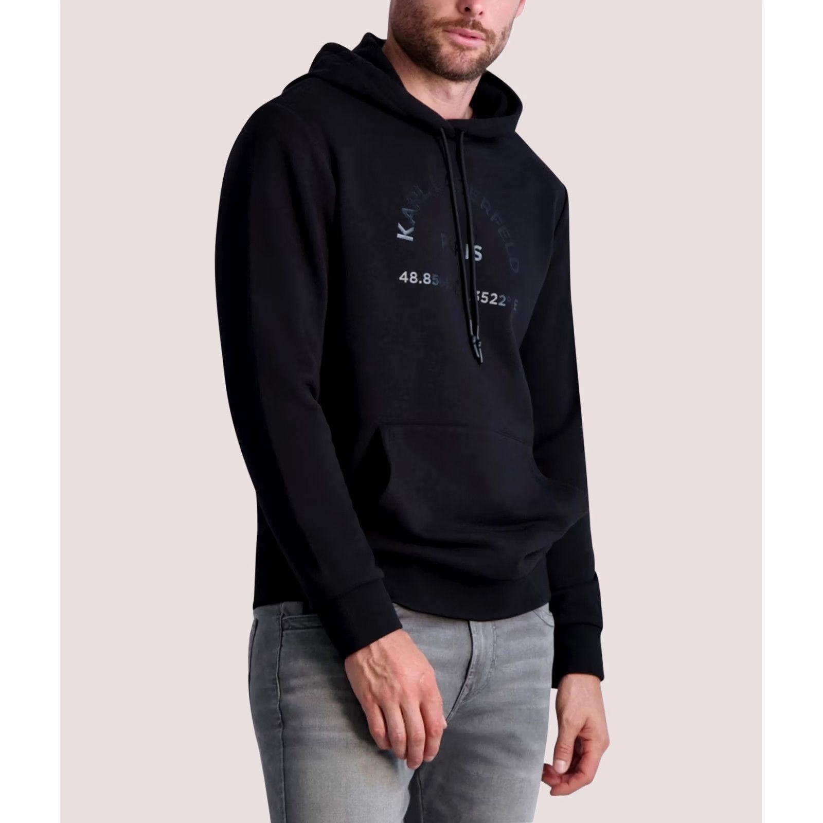 Karl Lagerfeld Karl Lagerfeld Mens Latitude/Longitude Hoodie Sweatshirt black M Size US M / EU 48-50 / 2 - 1 Thumbnail
