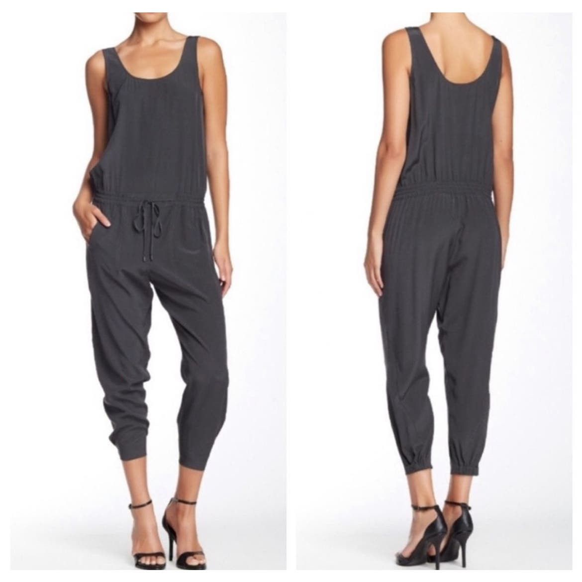 Vince. 100% Silk Charcoal Jumpsuit Size 0