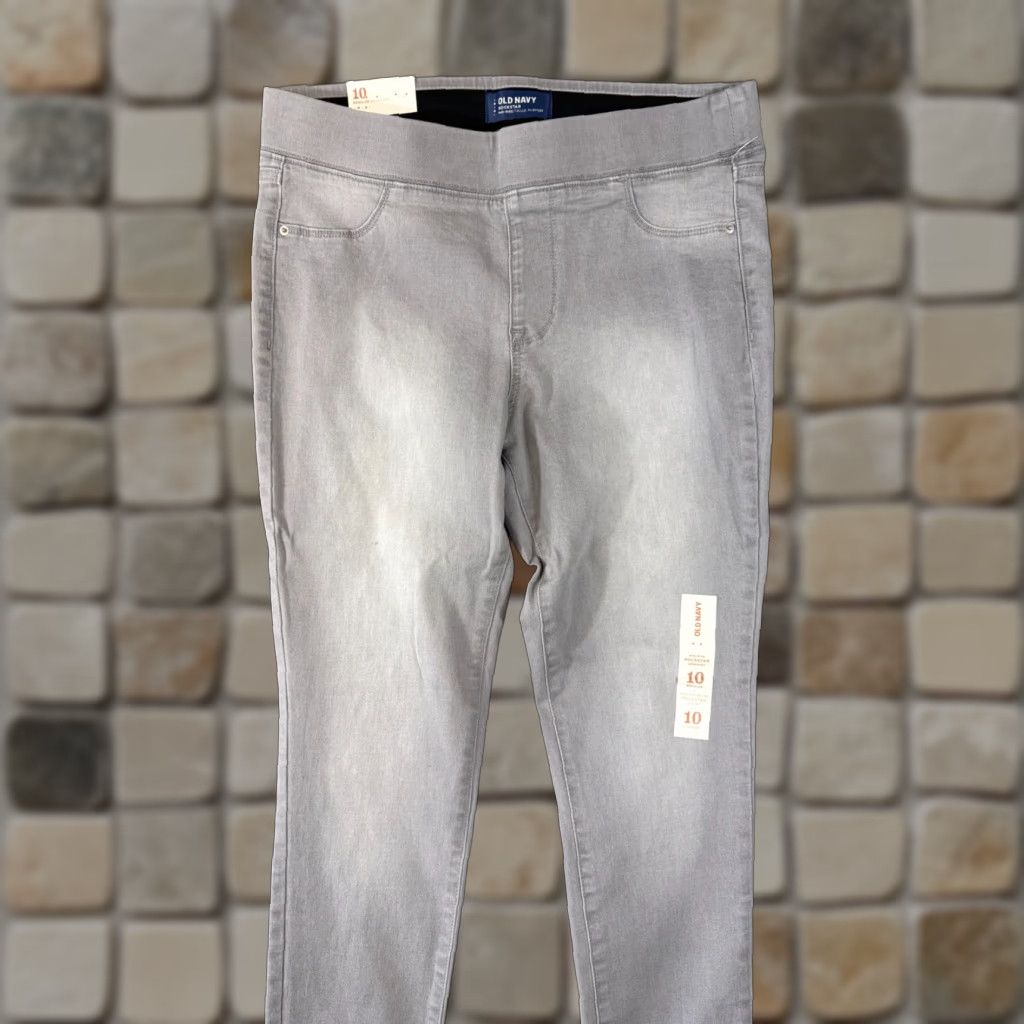 Old Navy VINTAGE Old Navy Jeans Womens 10 Gray Denim Mid Rise Elastic Waist Rockstar Jegging NWT Size 32" / US 10 / IT 46 - 1 Thumbnail