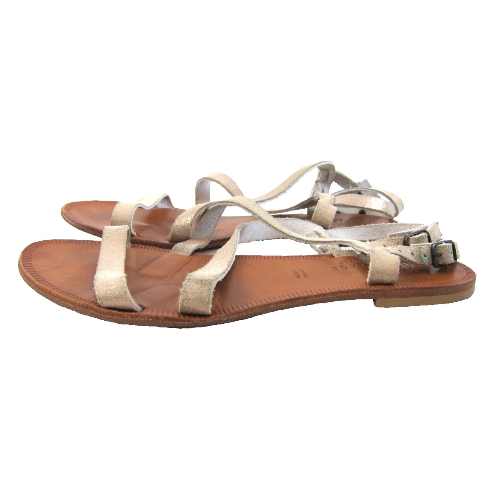 Joie JOIE Sandal Women Slipper Silver Leather Strappy Slingback Flat 37.5/7 Made In Italy Bohemian Summer Growth Size US 7 / IT 37 - 5 Thumbnail