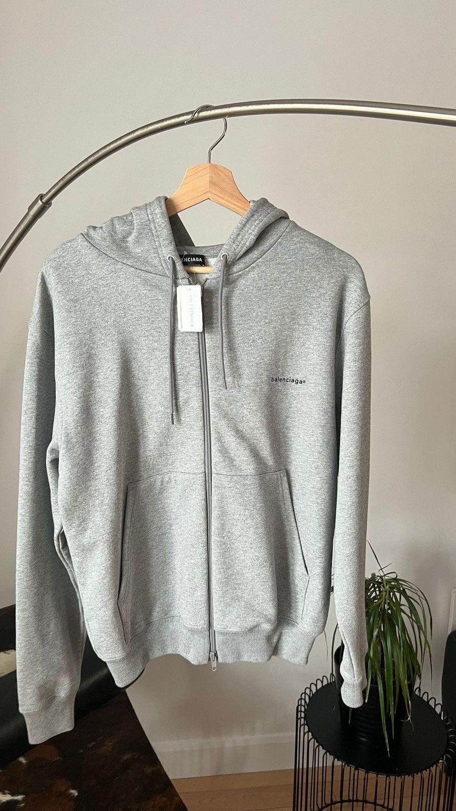 image of Balenciaga Grey Copyright Logo Zip Hoodie, Men's (Size XS)