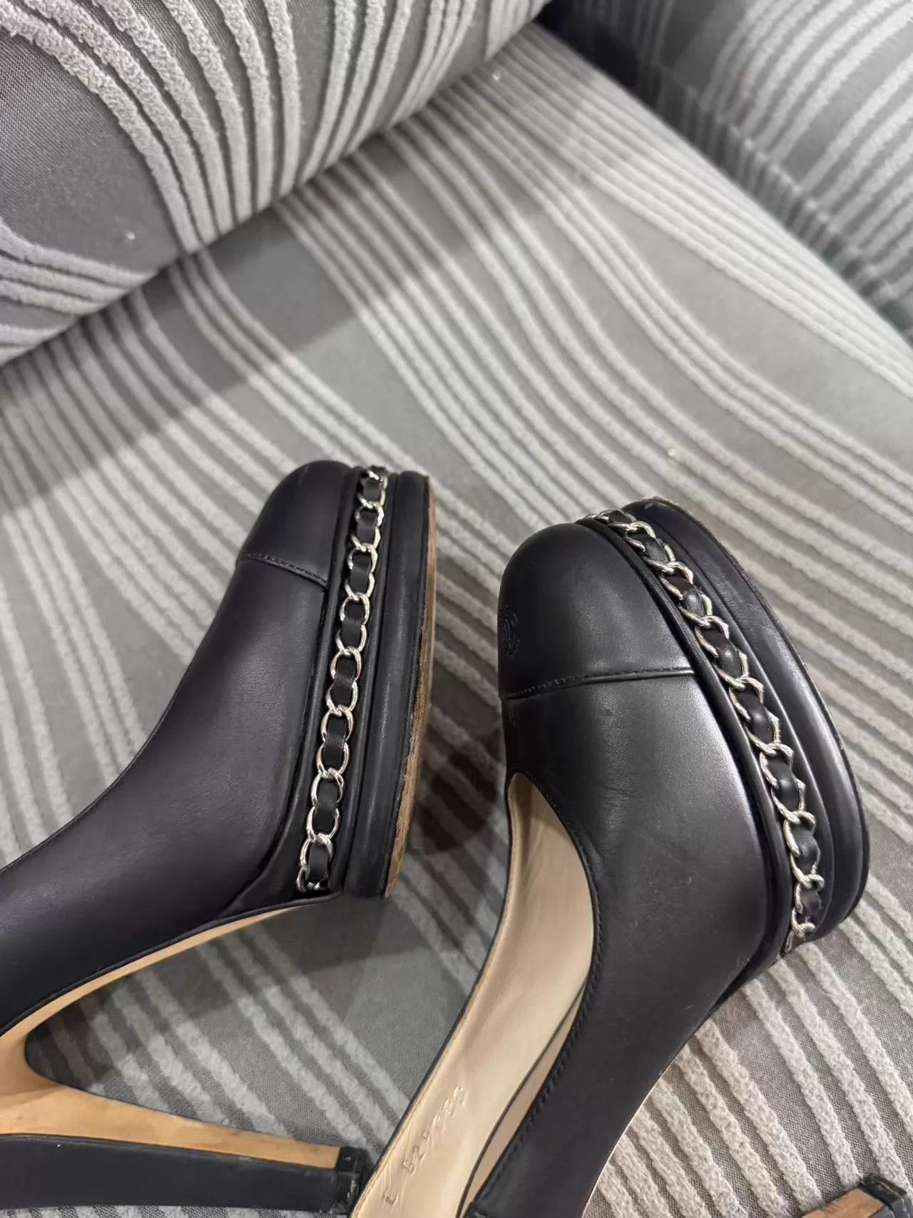 Chanel Chanel Leather Heels 38 Thick Platform Durable Resoleable Size US 7.5 / IT 37.5 - 3 Thumbnail