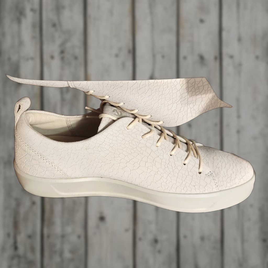 Ecco ECCO WOMEN Sneaker CHACKLED LEATHER Vanilla Tectonic 8 39 Leather Lace Up Casual Fashion Sports Leisure Active Wear Size US 8.5 / IT 38.5 - 1 Thumbnail