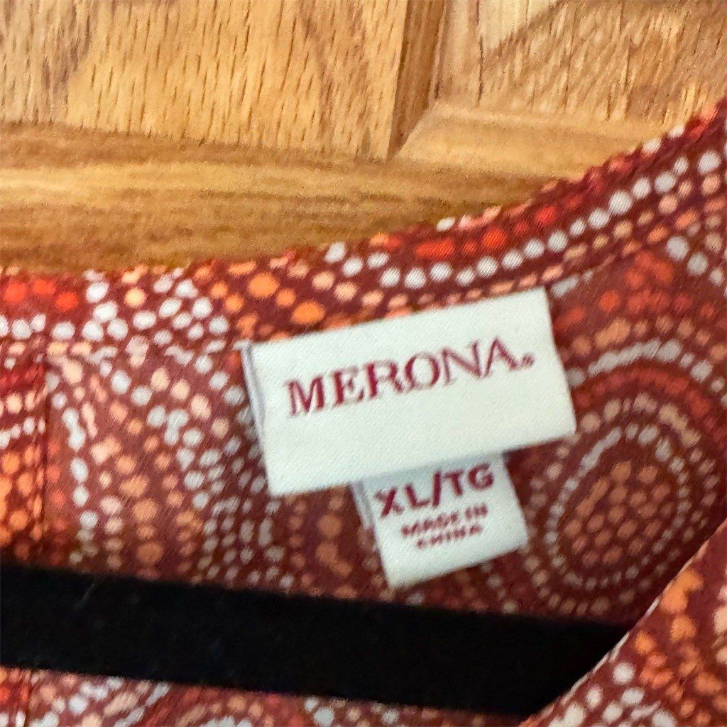 Merona Merona Blouse Womens XL Sleeveless Red Orange Geometric Dot Size XL / US 12-14 / IT 48-50 - 6 Thumbnail