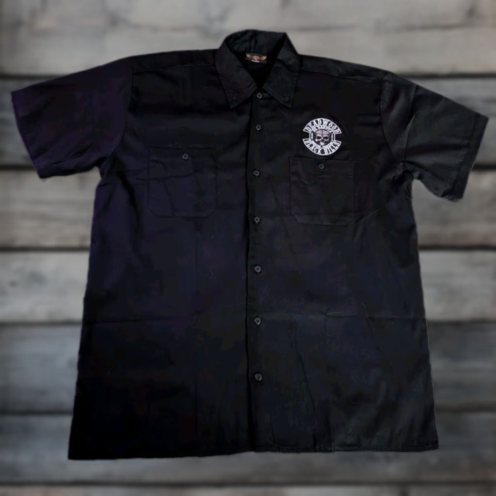 Deadwood Sturgis Deadwood Black Hills Biker Shop Button Shirt Mens Black XL EUC Size US XL / EU 56 / 4 - 1 Thumbnail