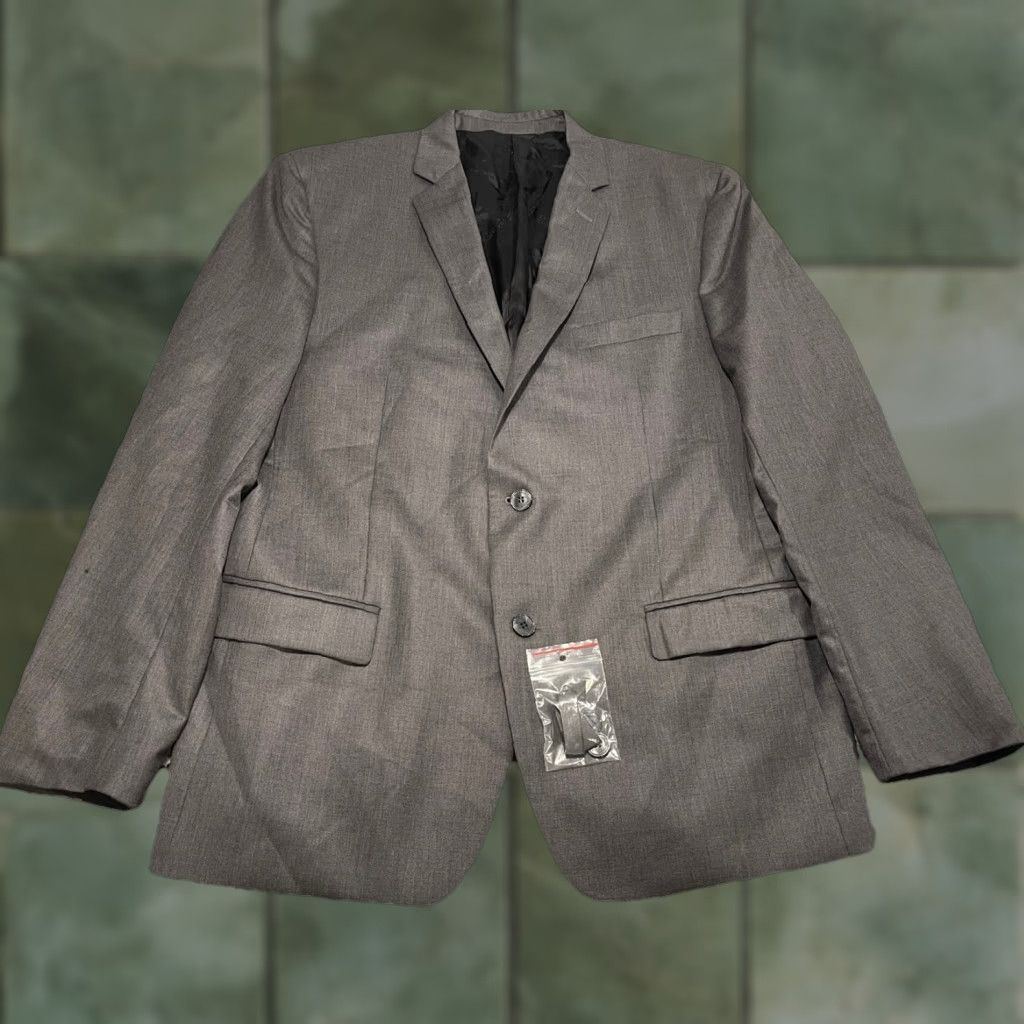 Vintage VERSACE COLLECTION Blazer Mens 54 Gray Wool 2-Button Notch Lapel Classic Single-Breasted 4-Button Sleeve Hole Big & Tall Mens Size 54 Gray 90s? Size 54R - 1 Thumbnail