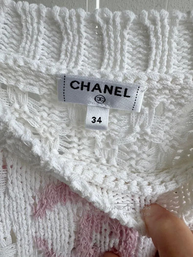 Chanel Chanel 20p beige geometric pattern hollow knitwear sweater Size XXS / US 00 / IT 34 - 5 Thumbnail