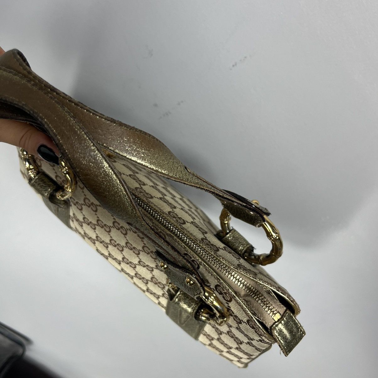 Gucci Bag Brown Gold Luxury Vintage Style Monogram