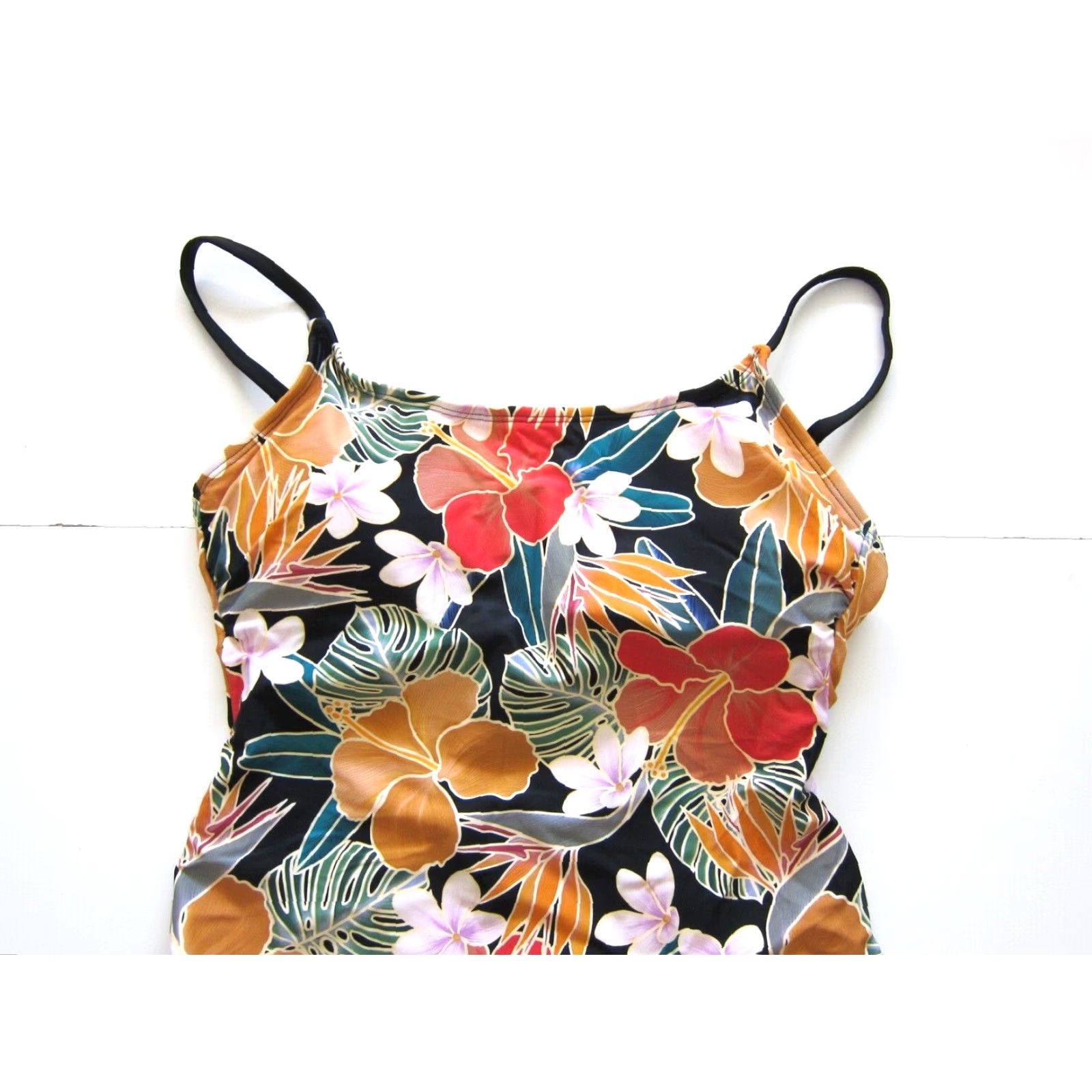 Hurley VINTAGE Hurley Pink Black Green Hawaiian Floral Open Back One Piece Swimsuit Large Size ONE SIZE - 3 Thumbnail
