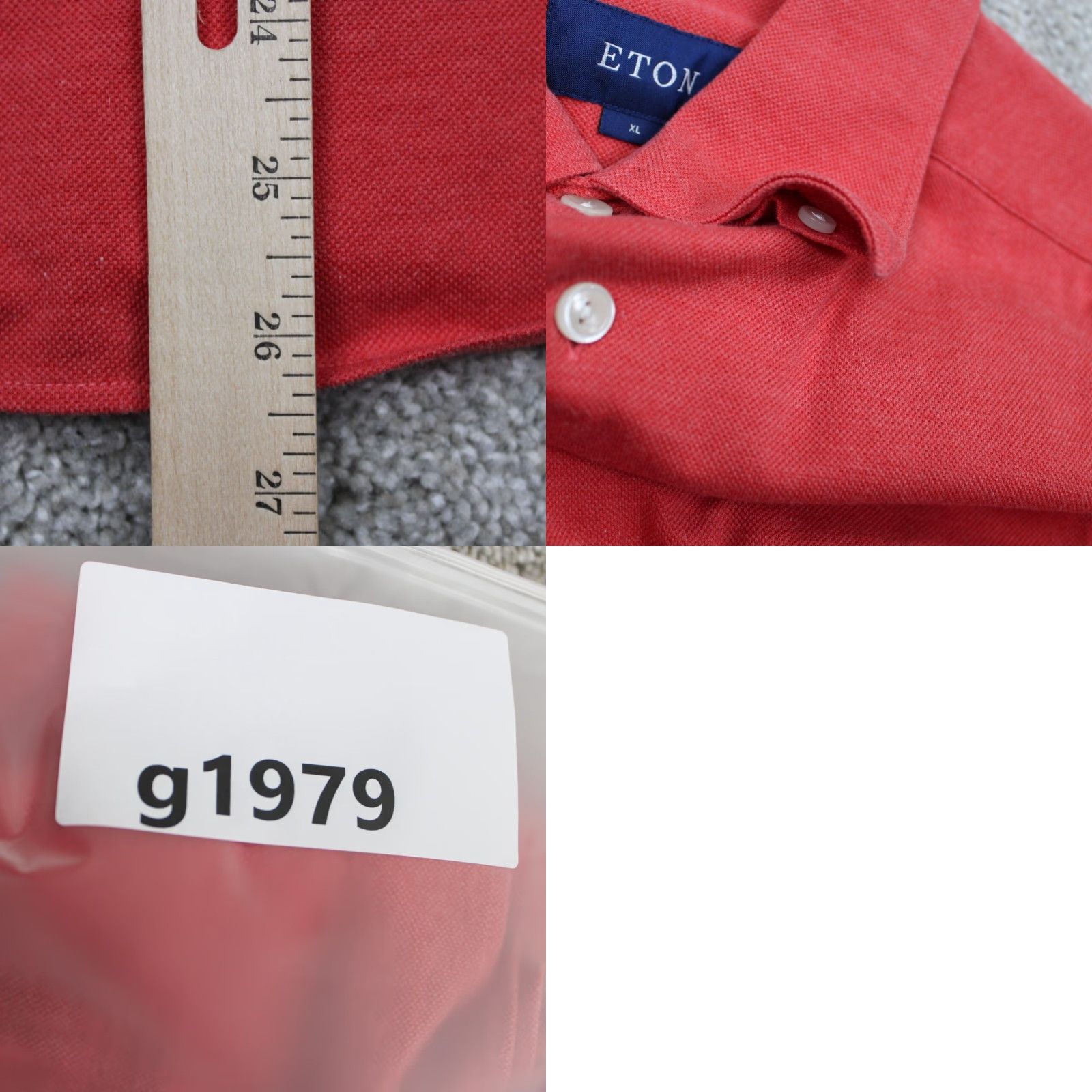 Eton ETON Shirt Men XL Red 100% Cotton Twill Long Sleeve Button-Up Size US XL / EU 56 / 4 - 9 Thumbnail