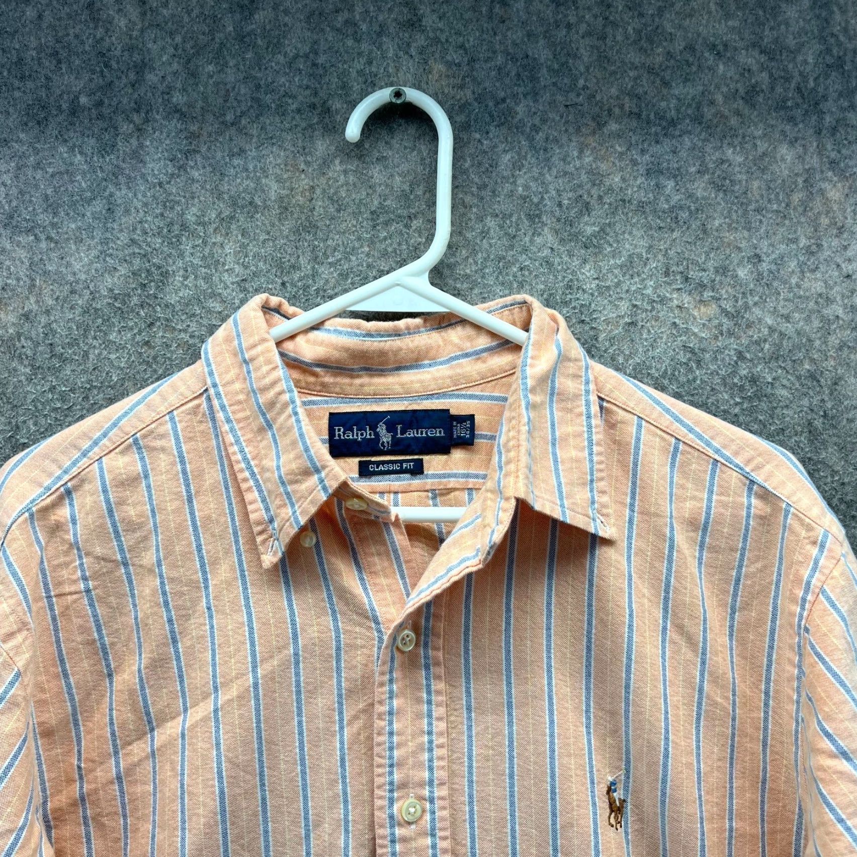 Polo Ralph Lauren VINTAGE Ralph Lauren Shirt Mens 16.5 34/35 Orange Button Down Stripes Oxford Shirt Size US XL / EU 56 / 4 - 5 Thumbnail