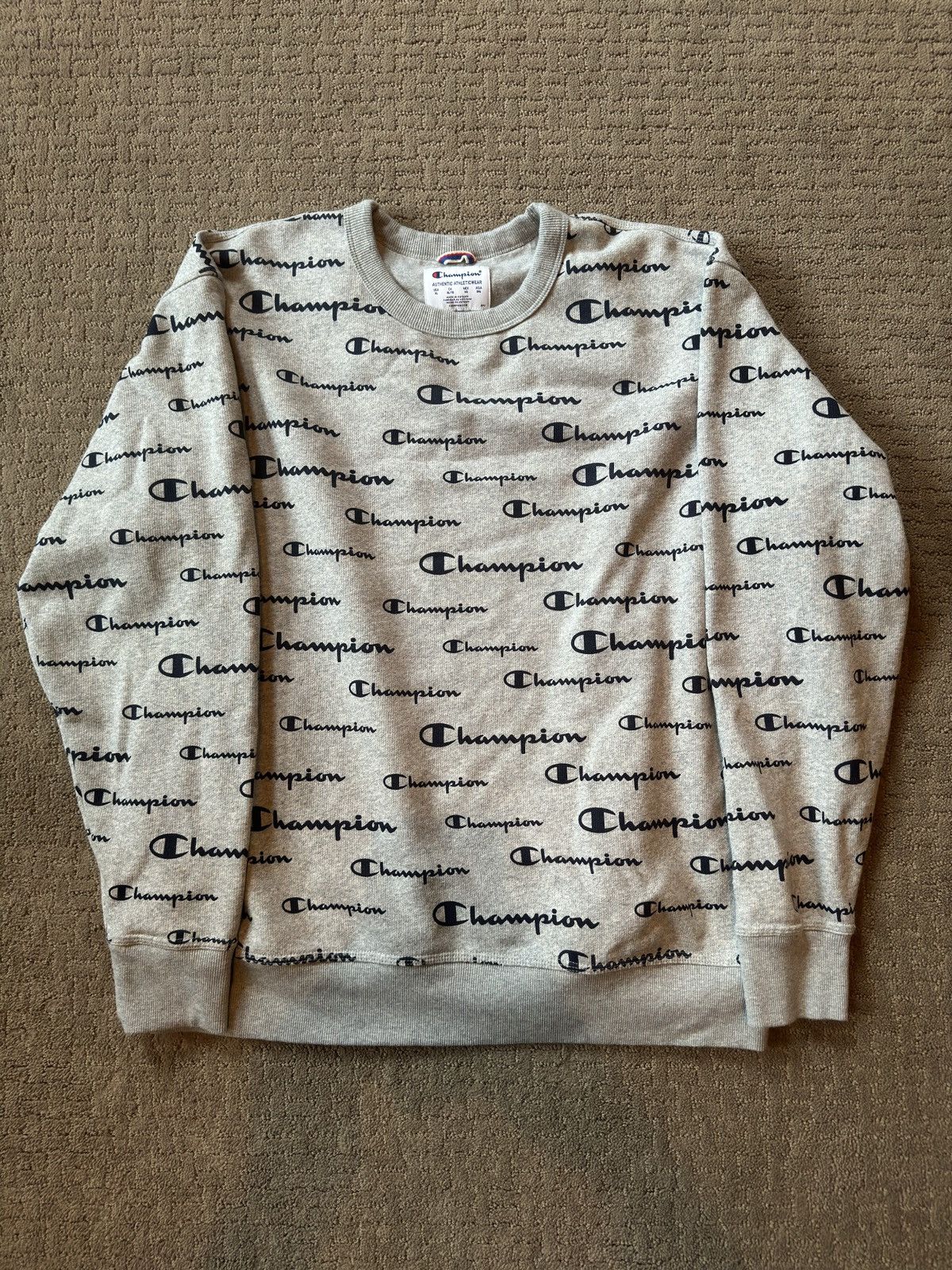 Champion All Over Logo Print Sweater Size US XL / EU 56 / 4 - 1 Thumbnail