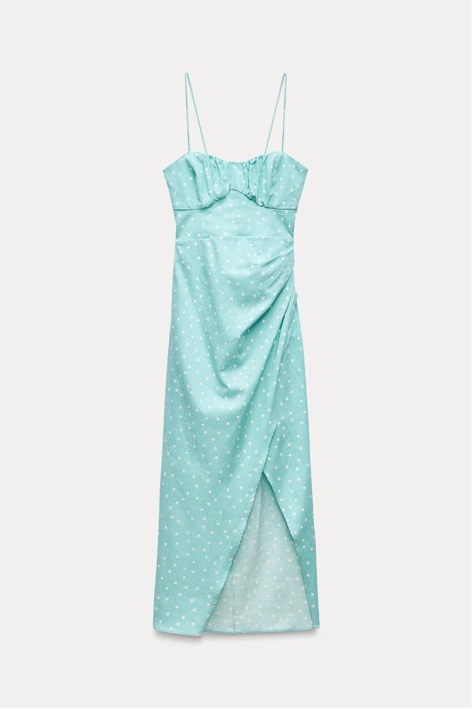 Zara Zara Linen blend polka dot midi dress Size S Size S / US 4 / IT 40 - 5 Thumbnail